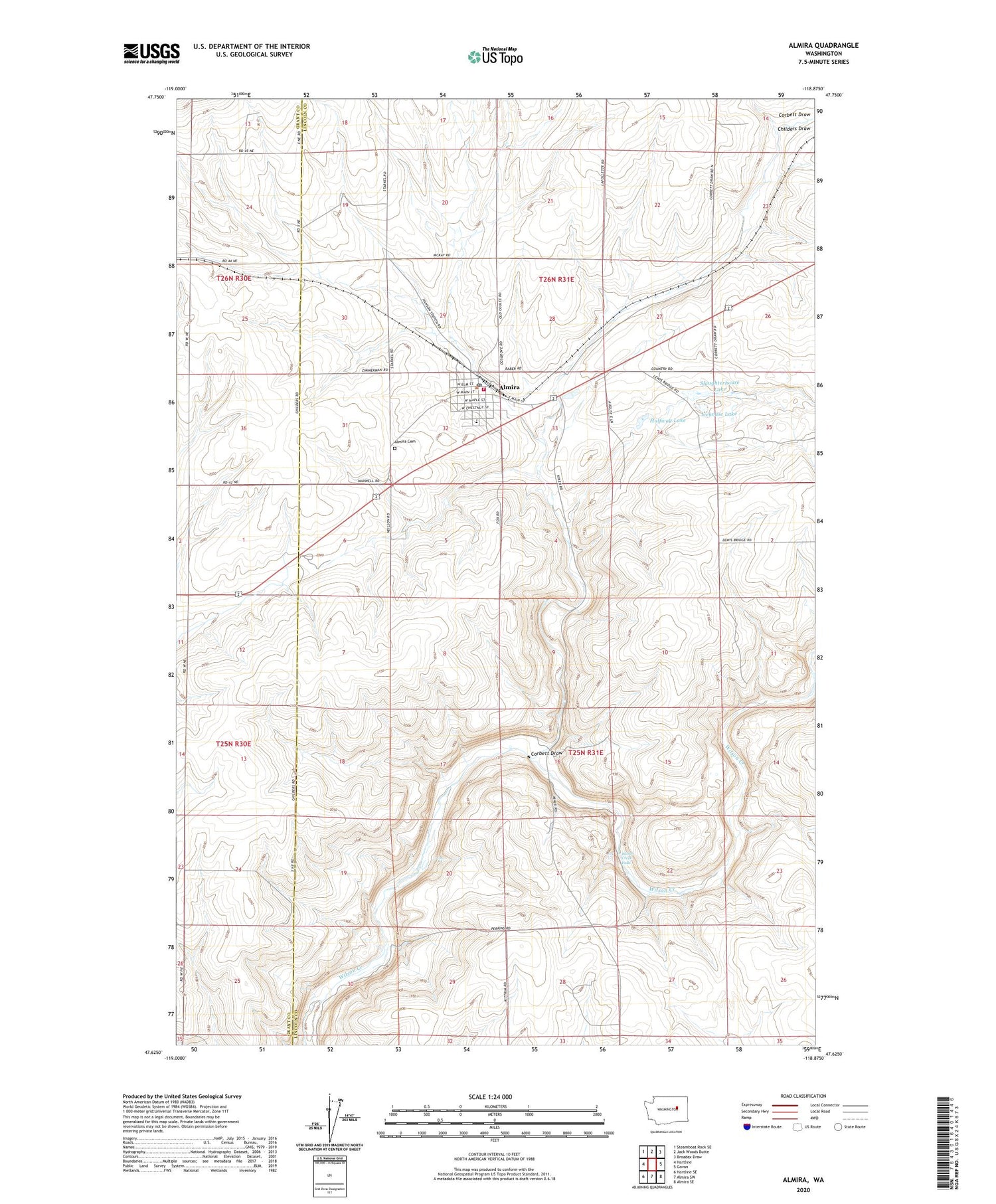 Almira Washington US Topo Map Image