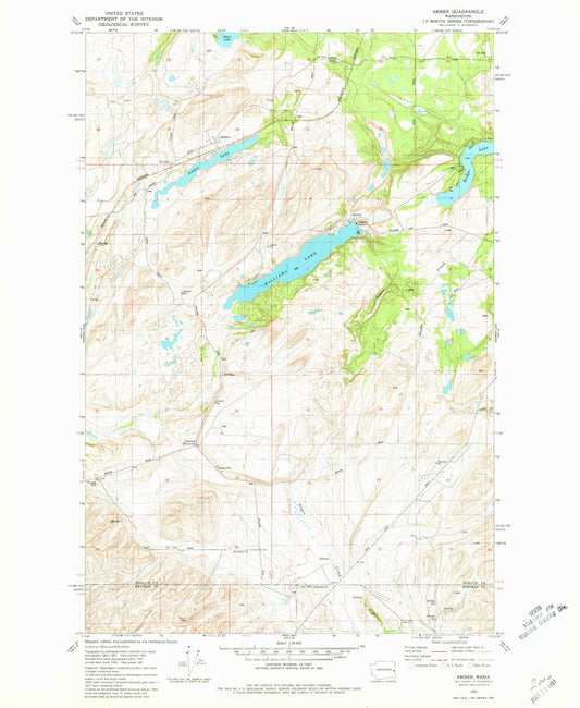 Classic USGS Amber Washington 7.5'x7.5' Topo Map Image