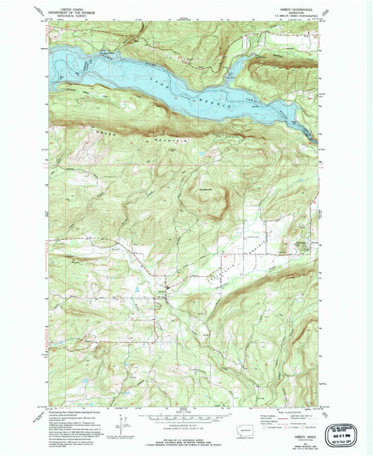 Classic USGS Amboy Washington 7.5'x7.5' Topo Map Image