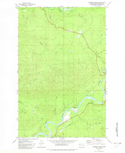 Classic USGS Anderson Creek Washington 7.5'x7.5' Topo Map Image