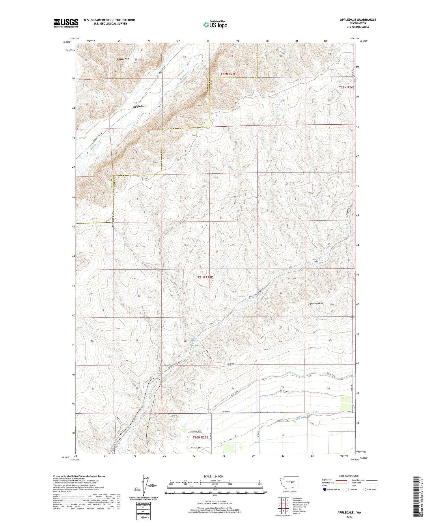 Appledale Washington US Topo Map Image