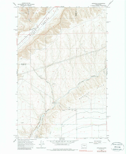 Classic USGS Appledale Washington 7.5'x7.5' Topo Map Image