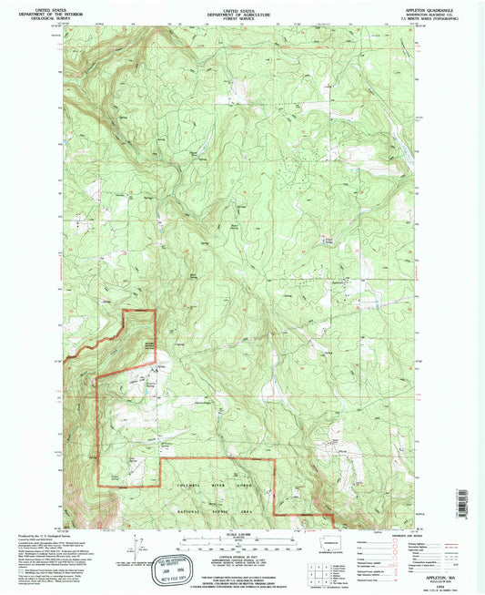 Classic USGS Appleton Washington 7.5'x7.5' Topo Map Image