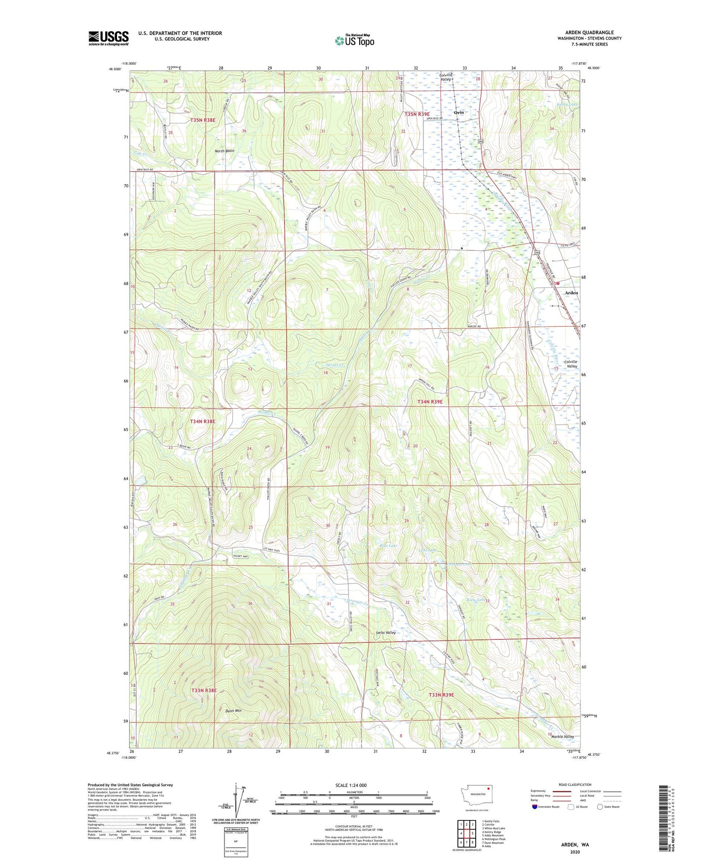 Arden Washington US Topo Map Image