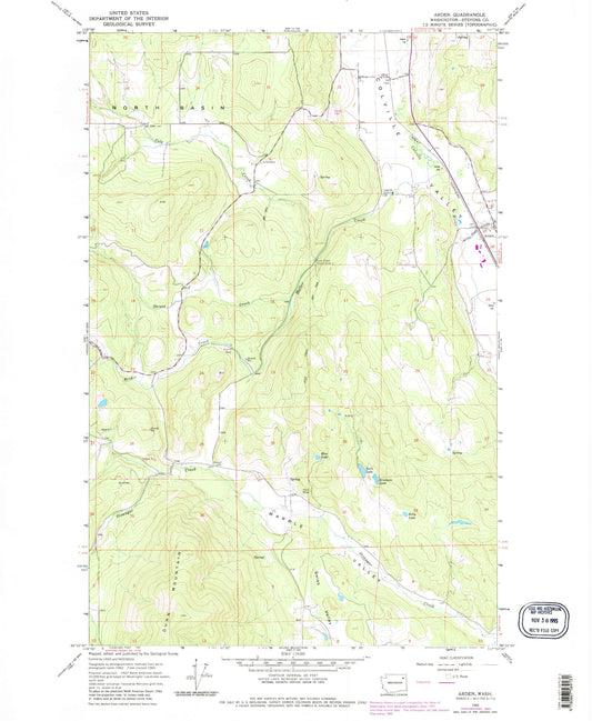 Classic USGS Arden Washington 7.5'x7.5' Topo Map Image