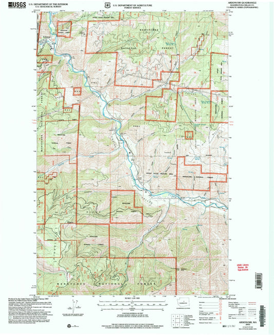 Classic USGS Ardenvoir Washington 7.5'x7.5' Topo Map Image