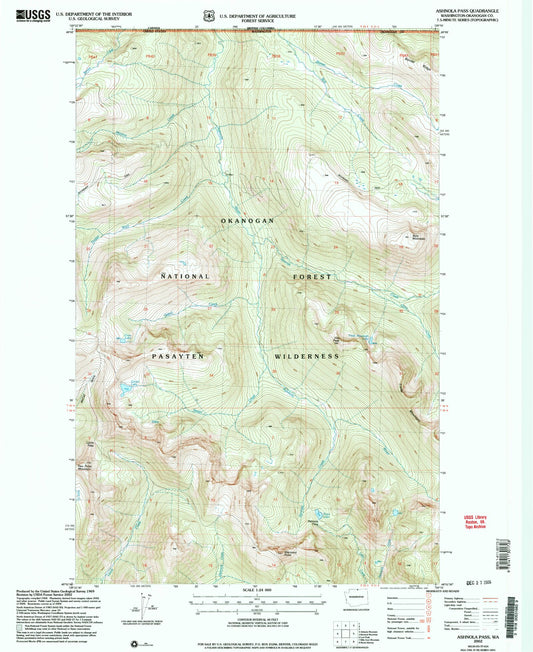 Classic USGS Ashnola Pass Washington 7.5'x7.5' Topo Map Image