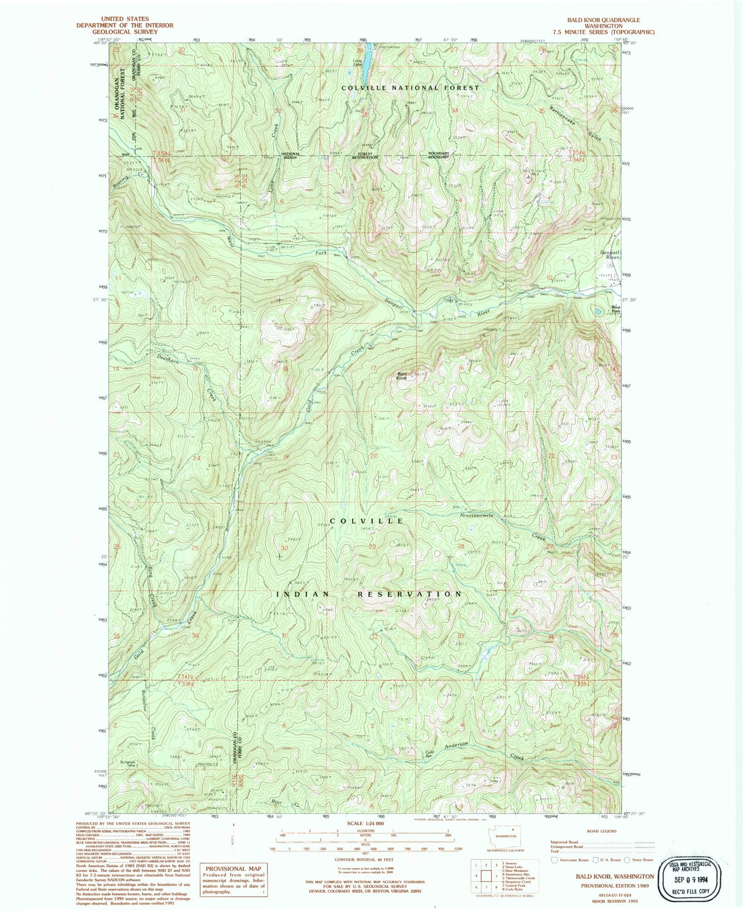 Classic USGS Bald Knob Washington 7.5'x7.5' Topo Map Image