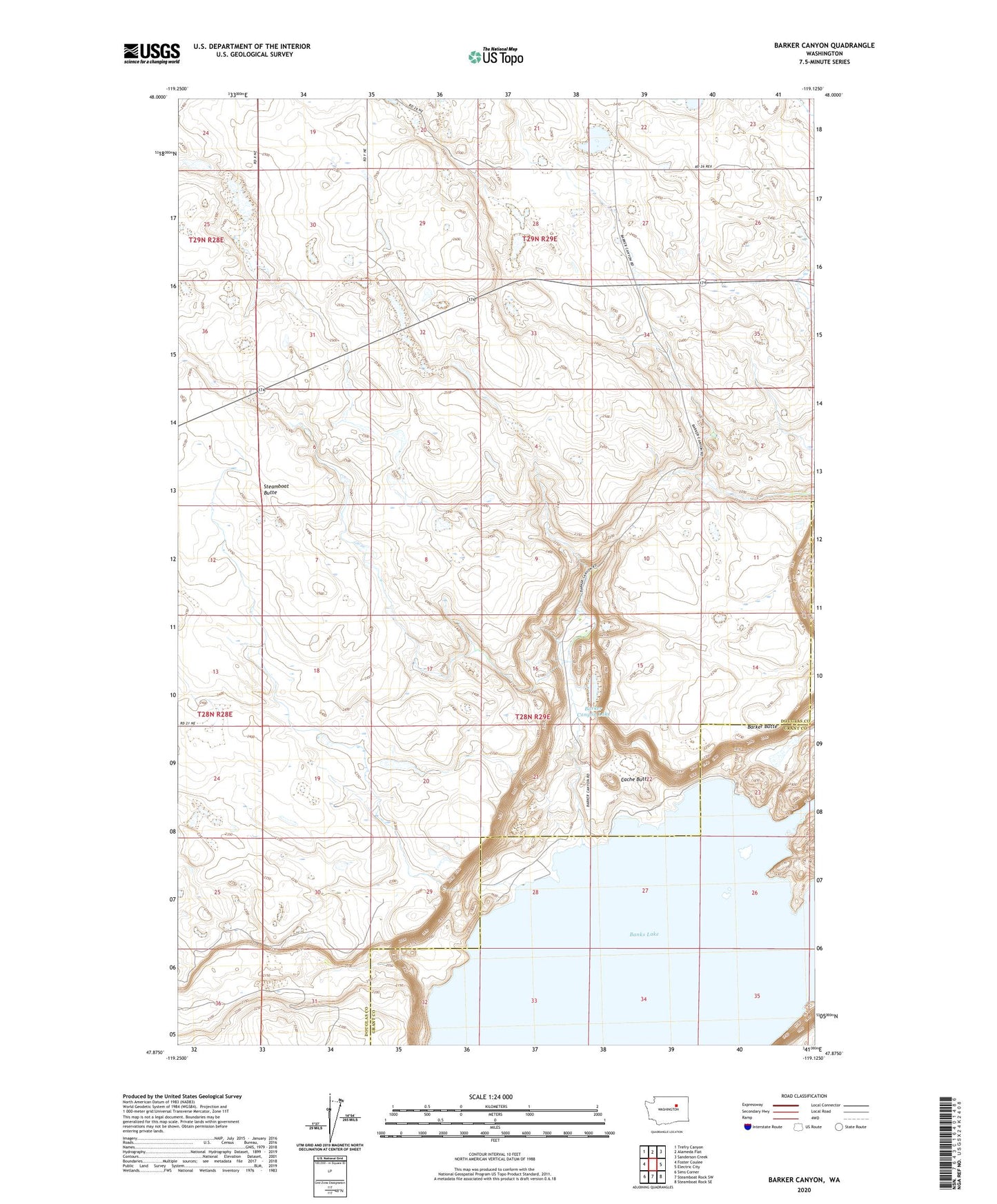 Barker Canyon Washington US Topo Map Image