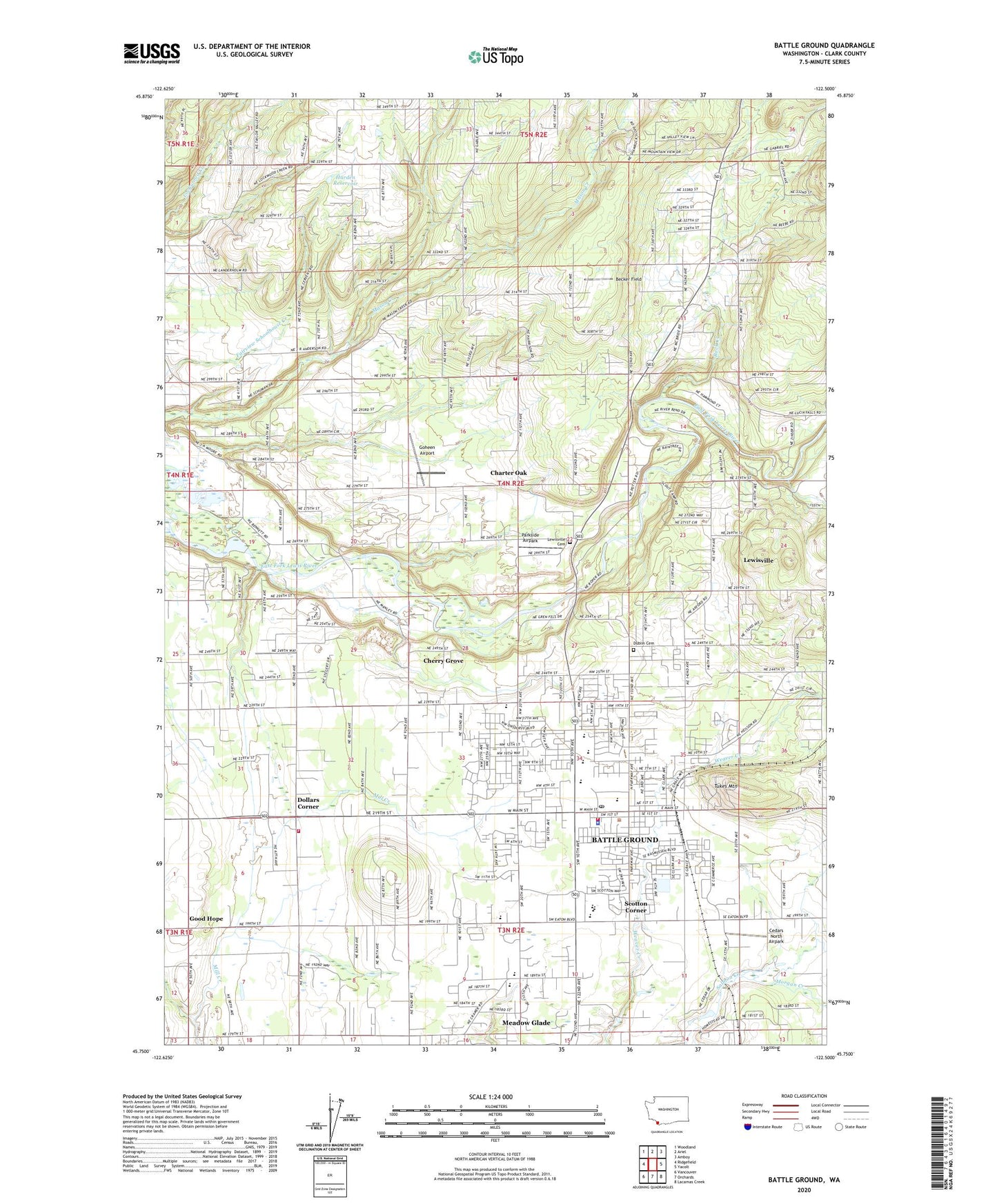 Battle Ground Washington US Topo Map Image