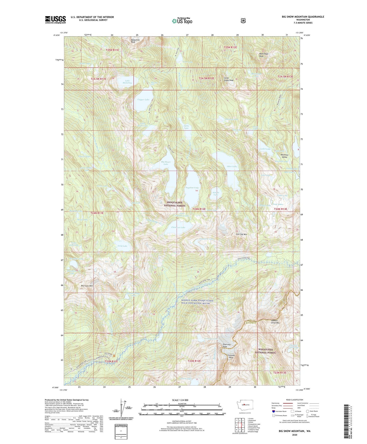 Big Snow Mountain Washington US Topo Map Image