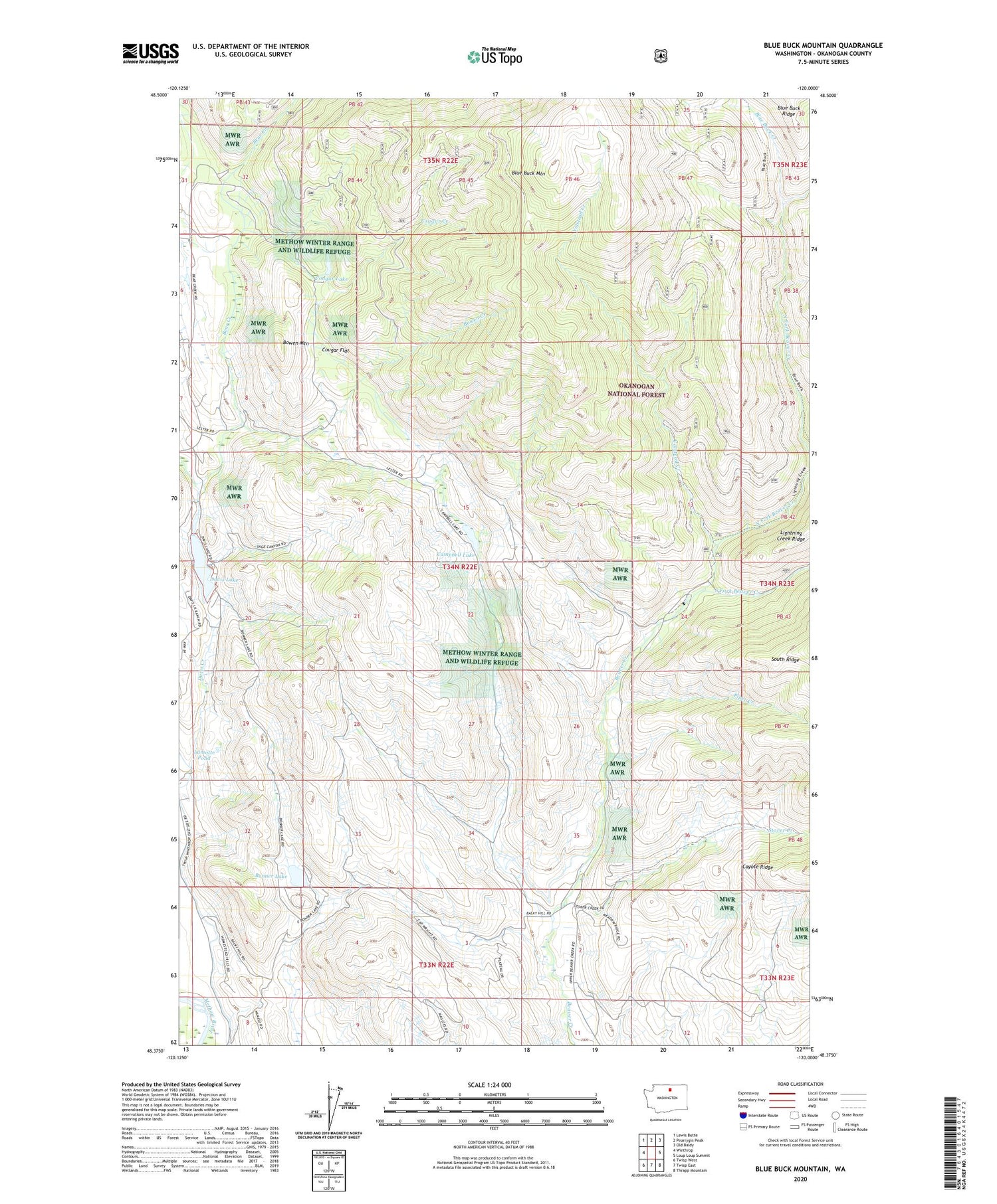Blue Buck Mountain Washington US Topo Map Image