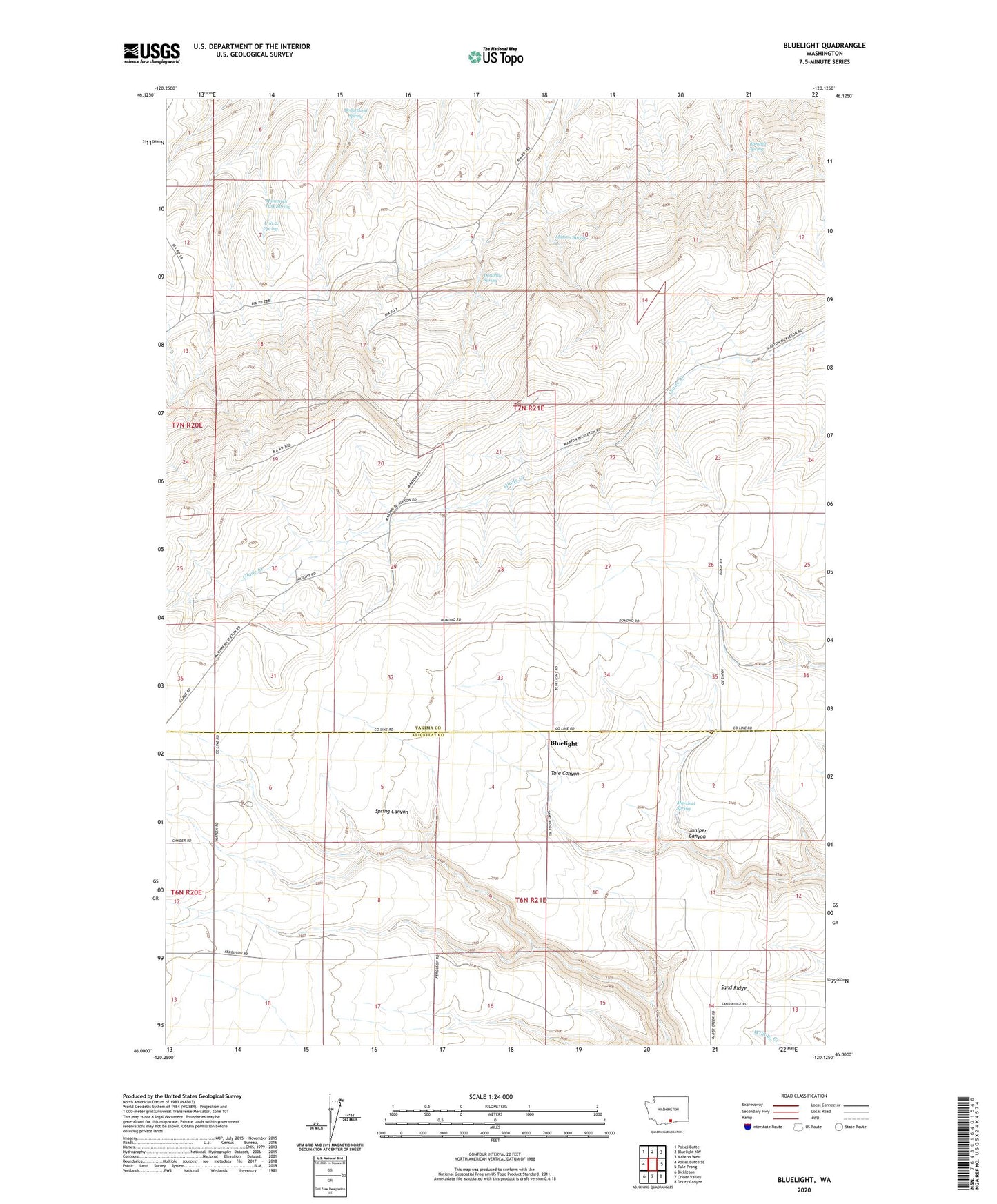 Bluelight Washington US Topo Map Image
