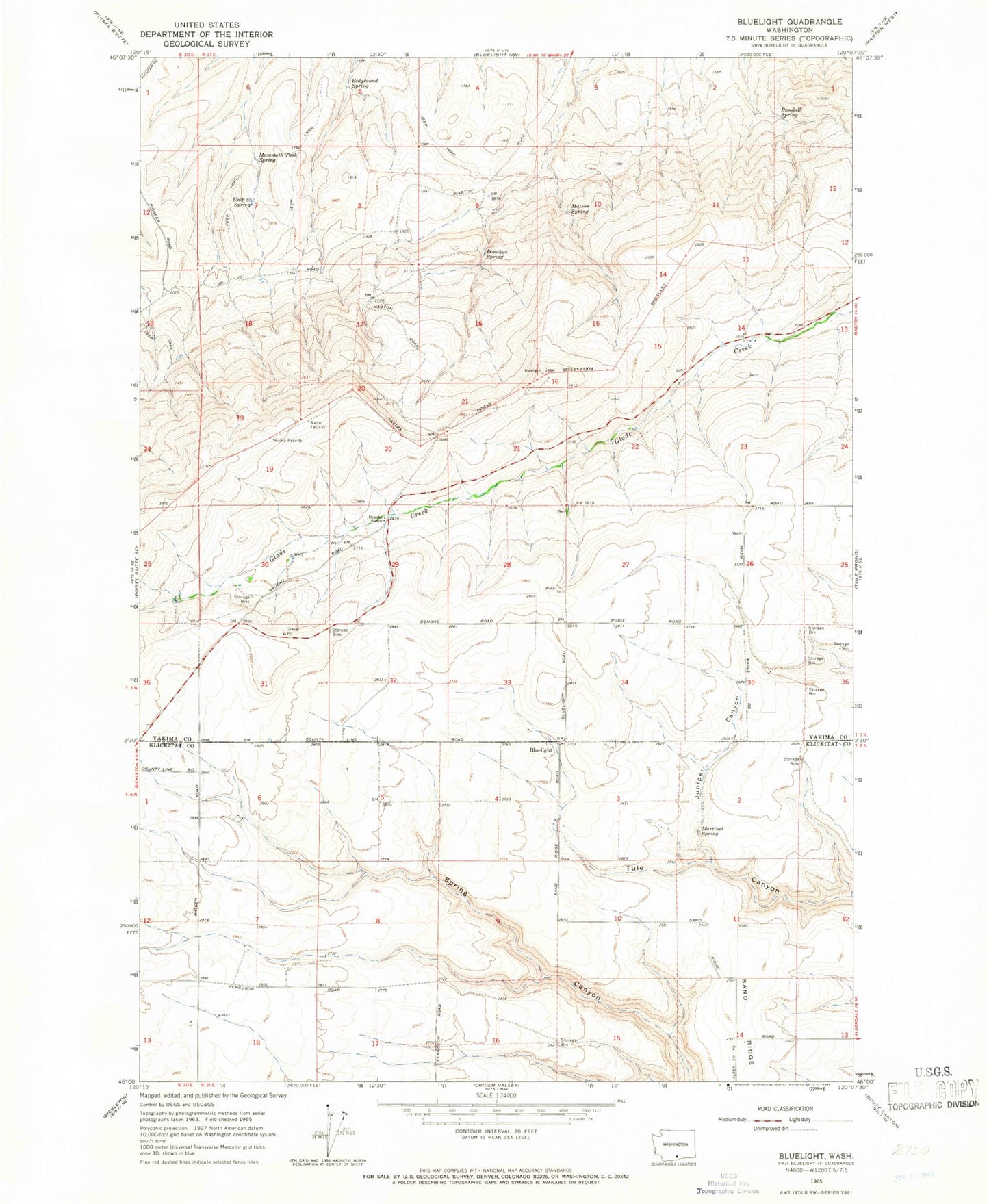 Classic USGS Bluelight Washington 7.5'x7.5' Topo Map Image