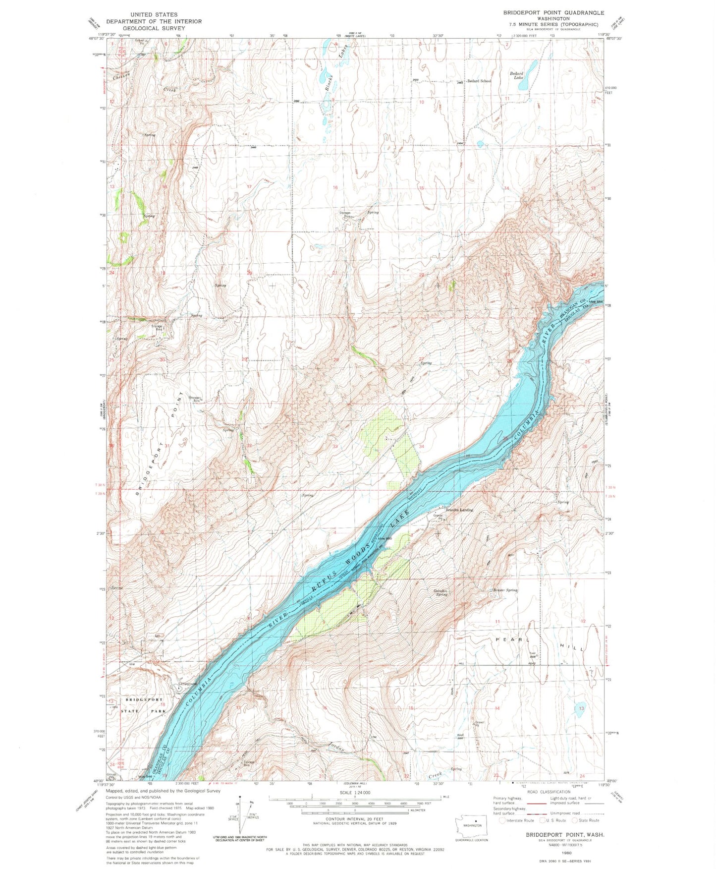 Classic USGS Bridgeport Point Washington 7.5'x7.5' Topo Map Image