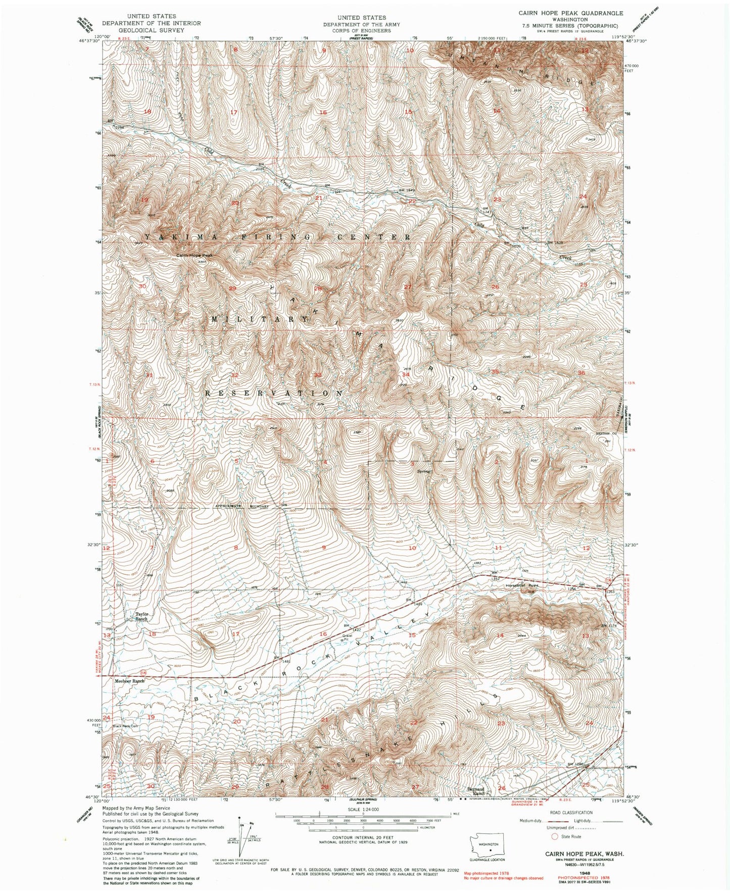 Classic USGS Cairn Hope Peak Washington 7.5'x7.5' Topo Map Image