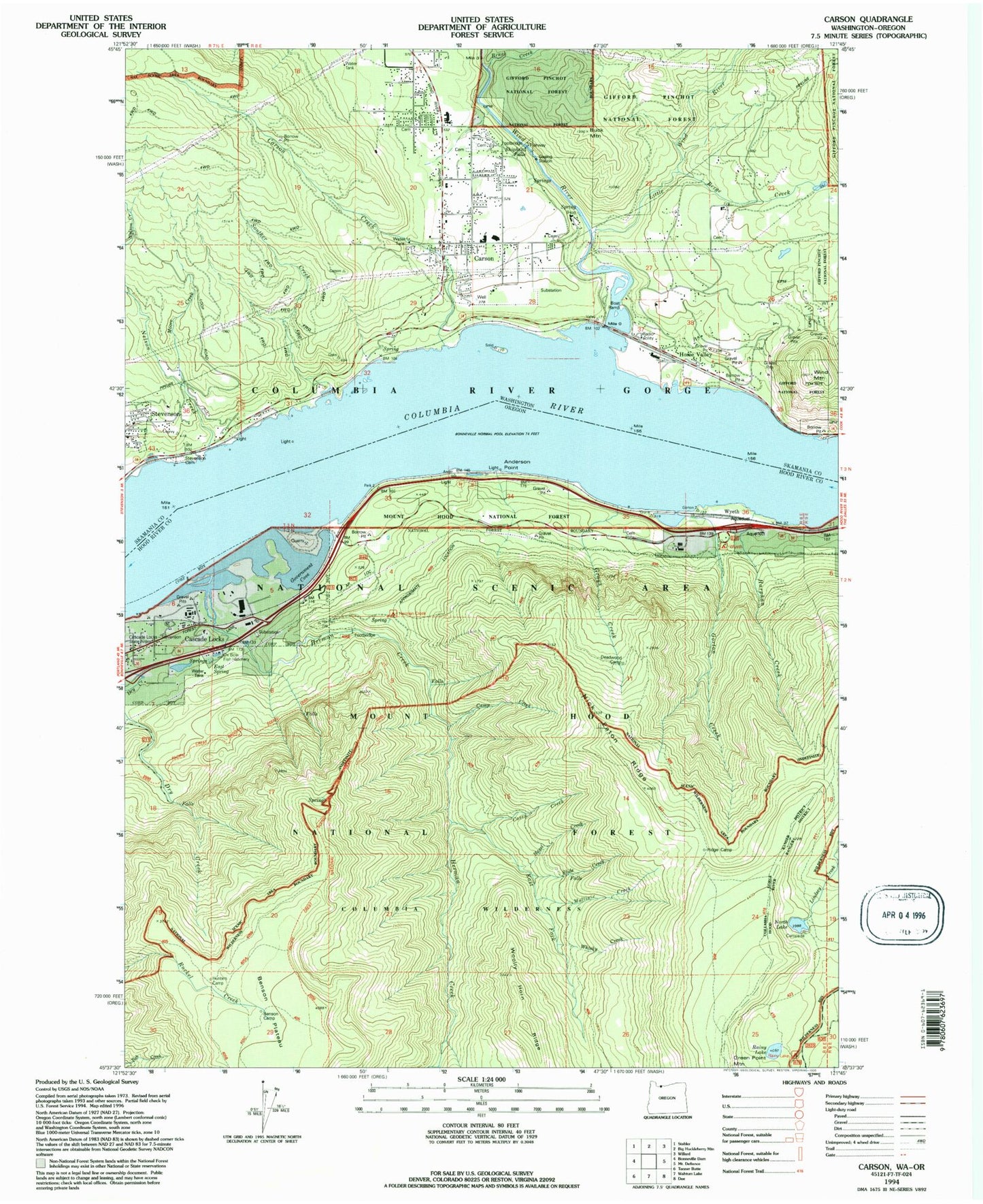 Classic USGS Carson Washington 7.5'x7.5' Topo Map Image