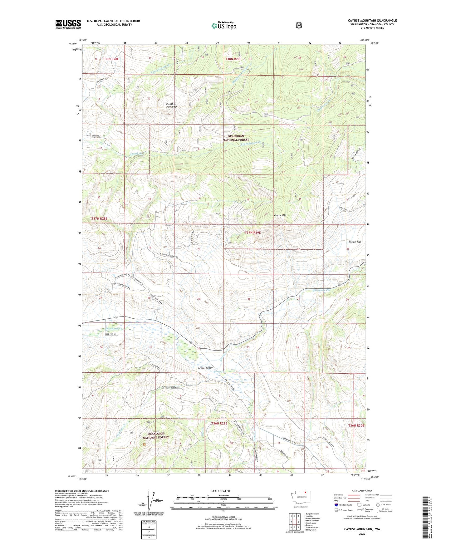 Cayuse Mountain Washington US Topo Map Image