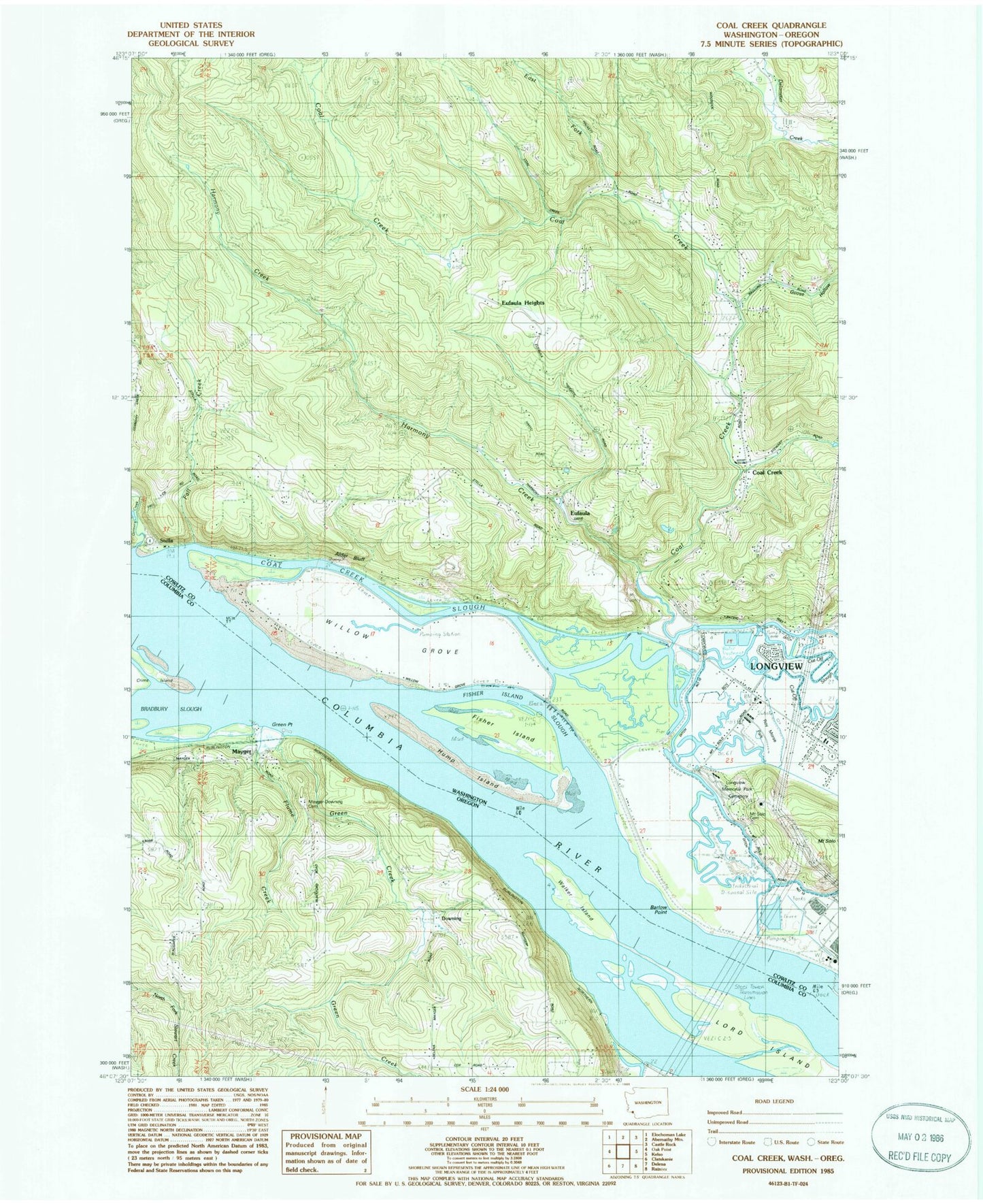 Classic USGS Coal Creek Washington 7.5'x7.5' Topo Map Image