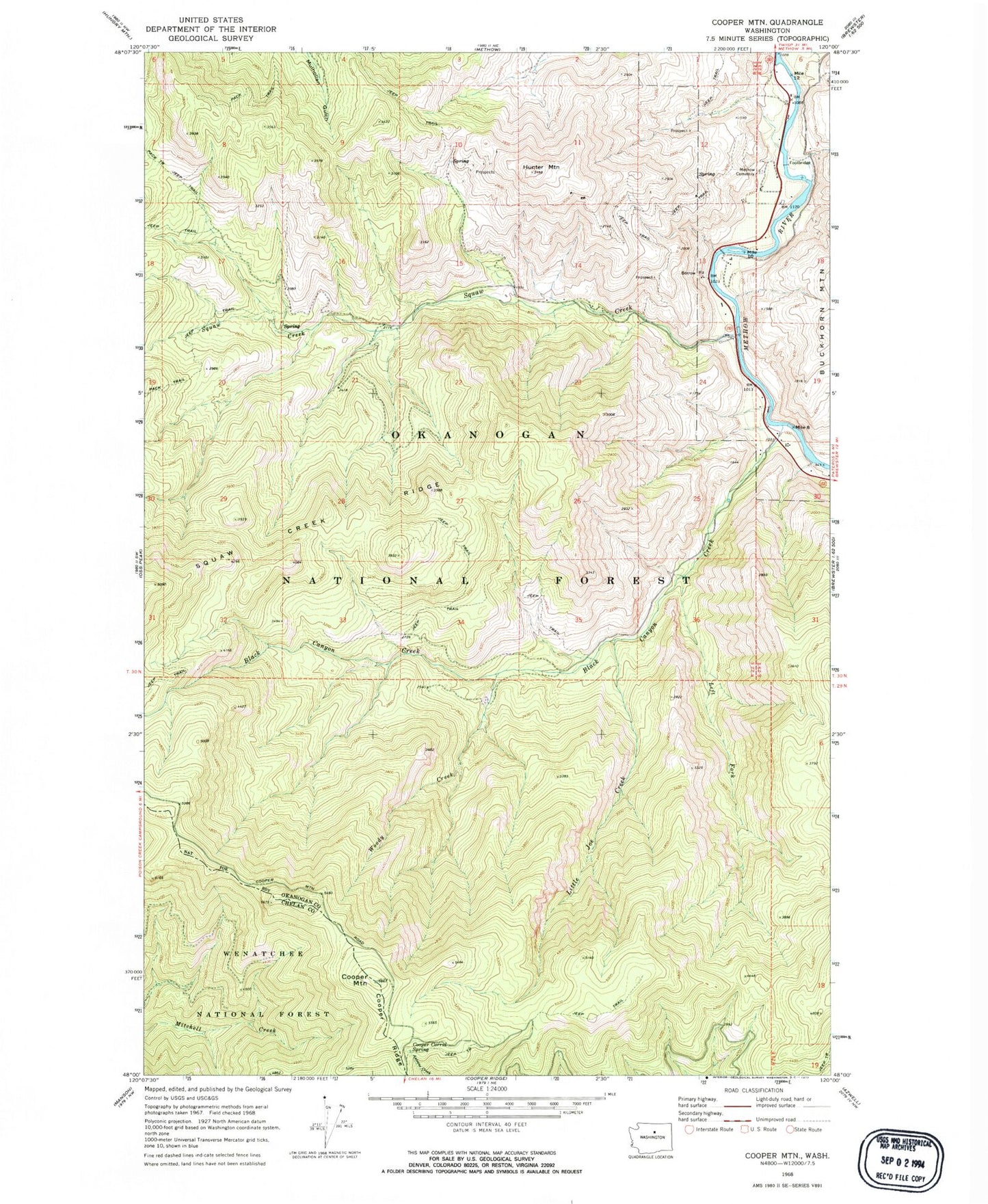 Classic USGS Cooper Mountain Washington 7.5'x7.5' Topo Map Image
