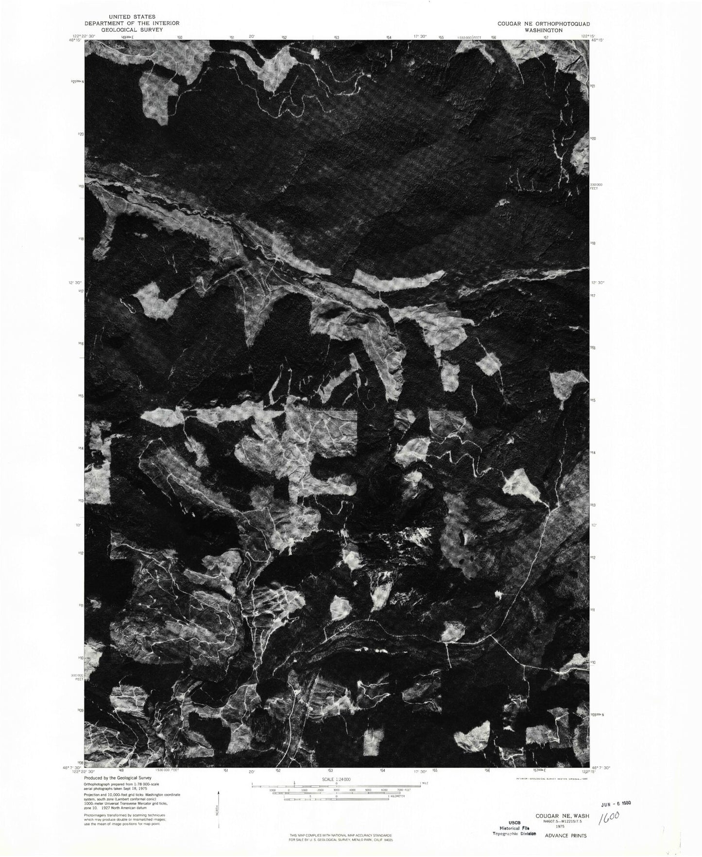 Classic USGS Goat Mountain Washington 7.5'x7.5' Topo Map Image