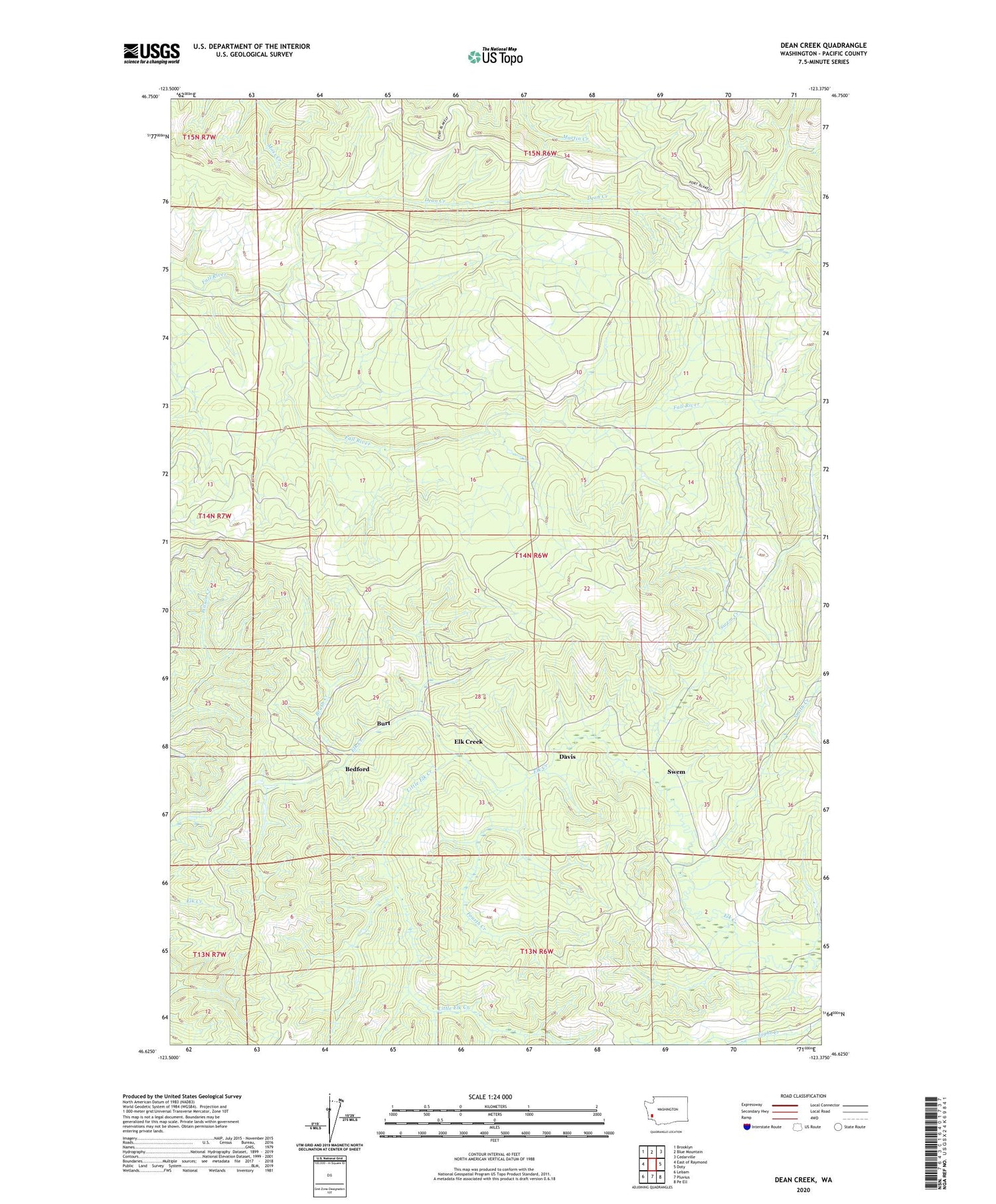 Dean Creek Washington US Topo Map Image