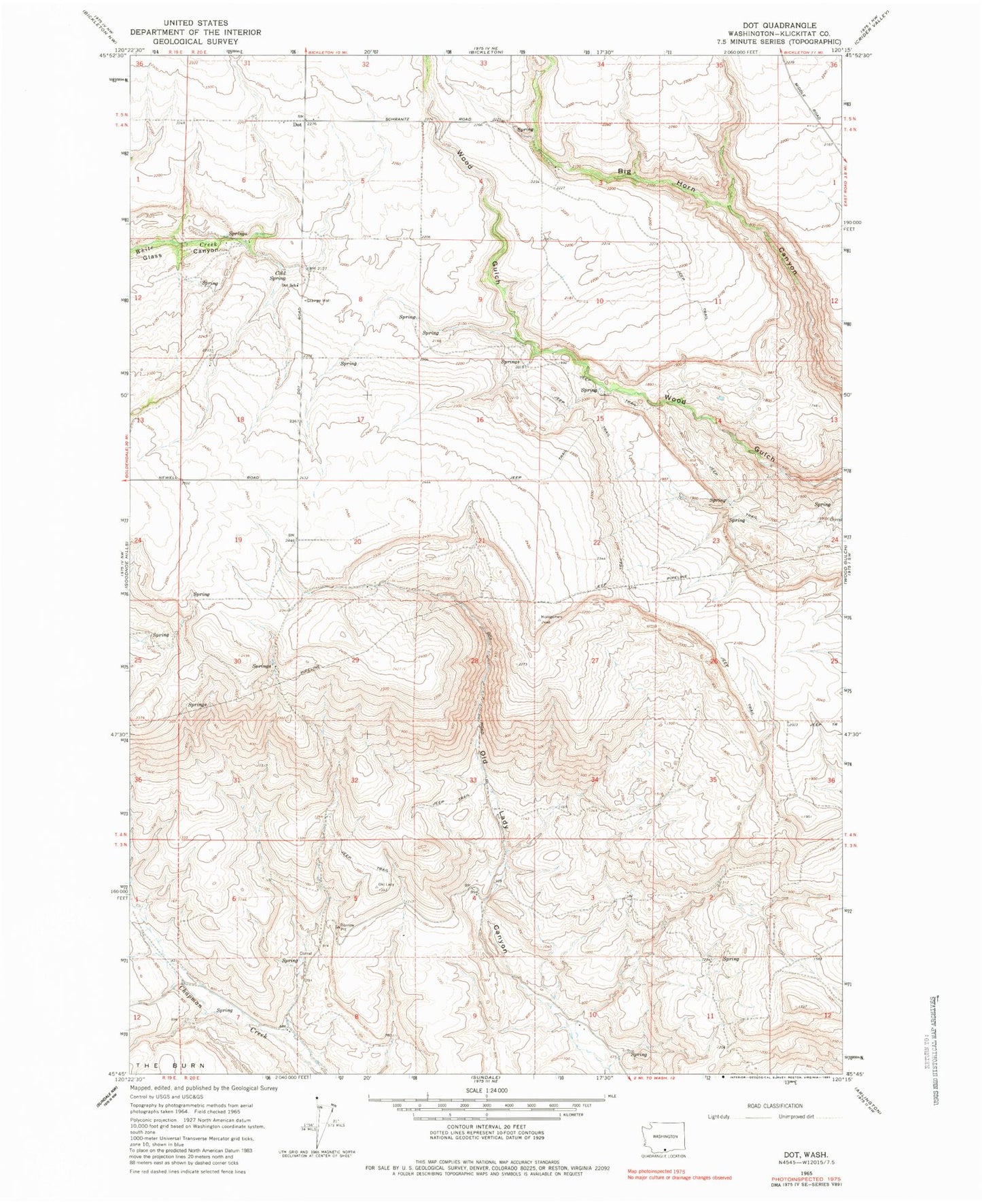 Classic USGS Dot Washington 7.5'x7.5' Topo Map Image