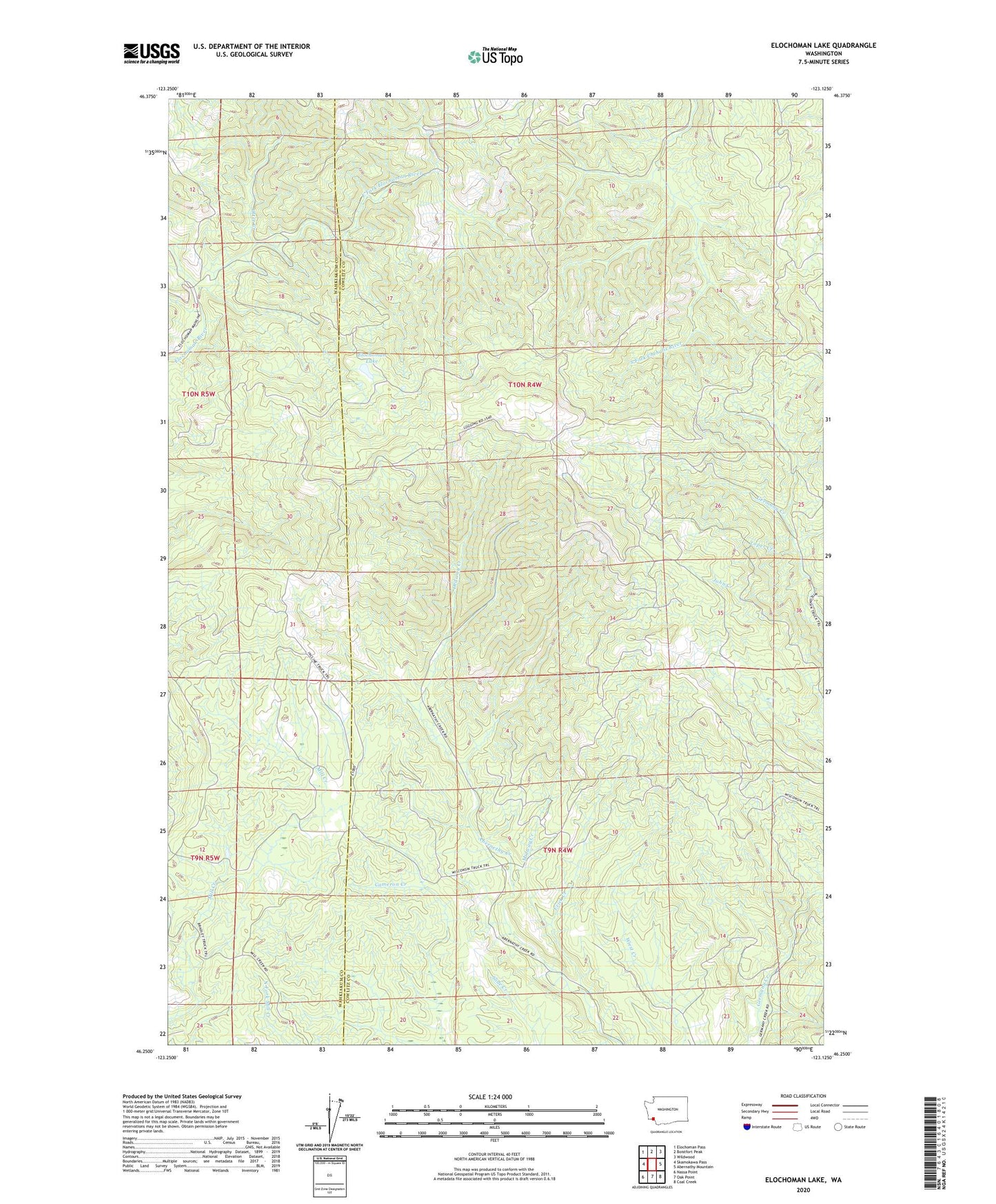 Elochoman Lake Washington US Topo Map Image