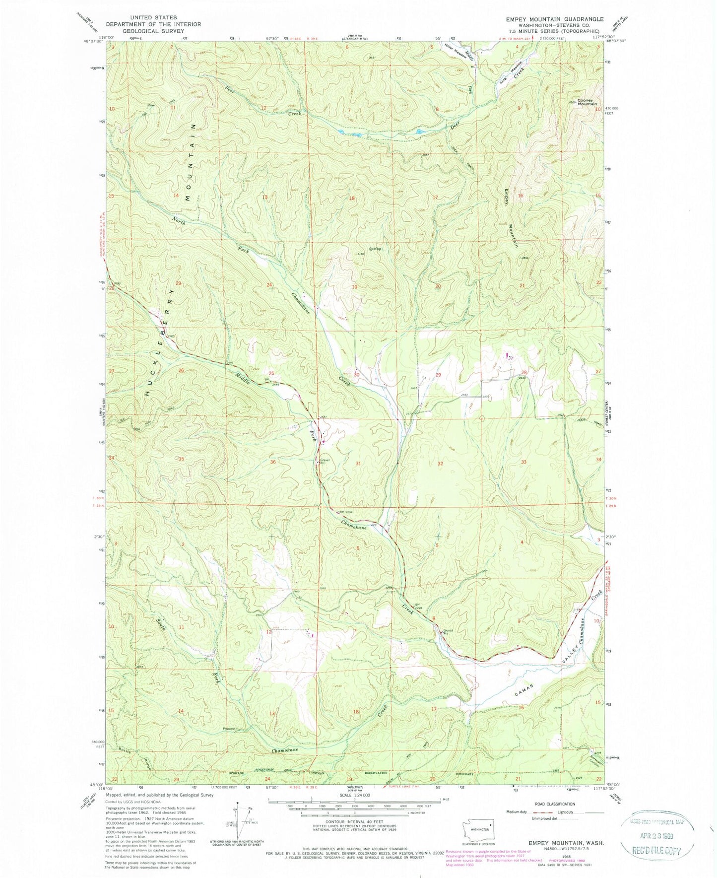 Classic USGS Empey Mountain Washington 7.5'x7.5' Topo Map Image