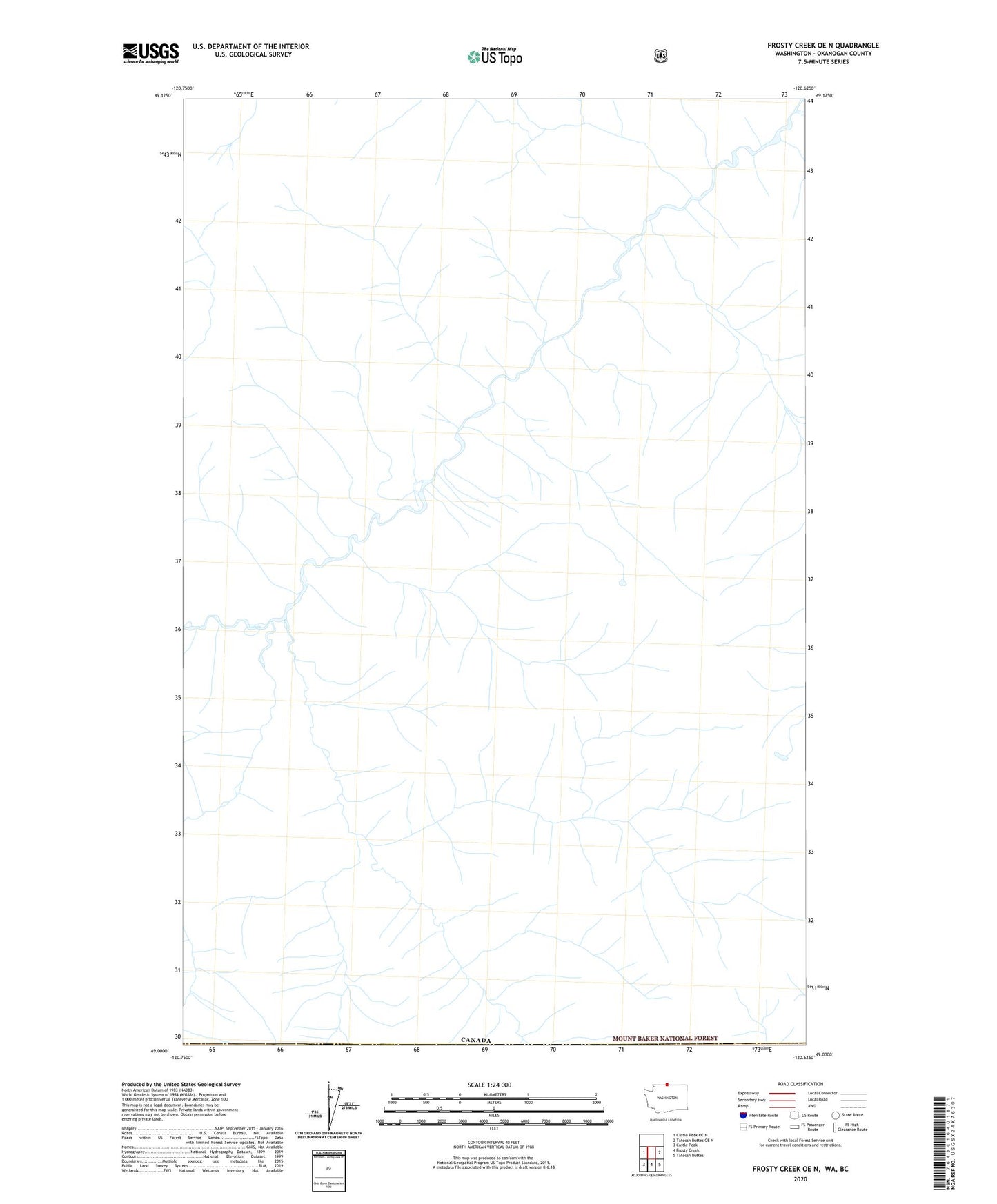 Frosty Creek OE N Washington US Topo Map Image