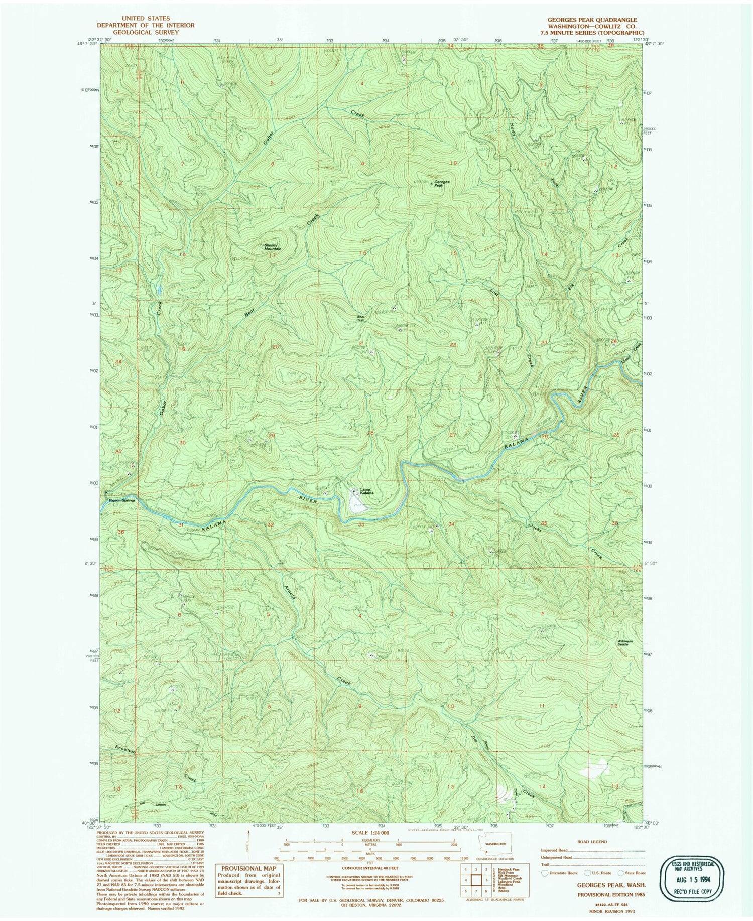 Classic USGS Georges Peak Washington 7.5'x7.5' Topo Map Image
