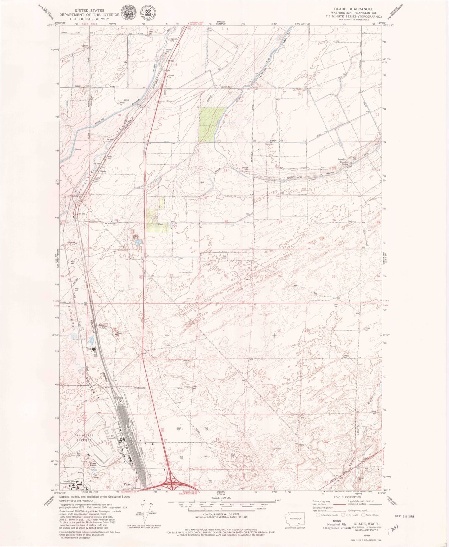 Classic USGS Glade Washington 7.5'x7.5' Topo Map Image