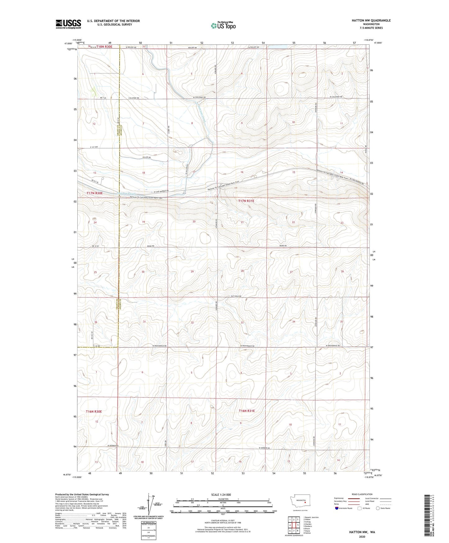 Hatton NW Washington US Topo Map Image