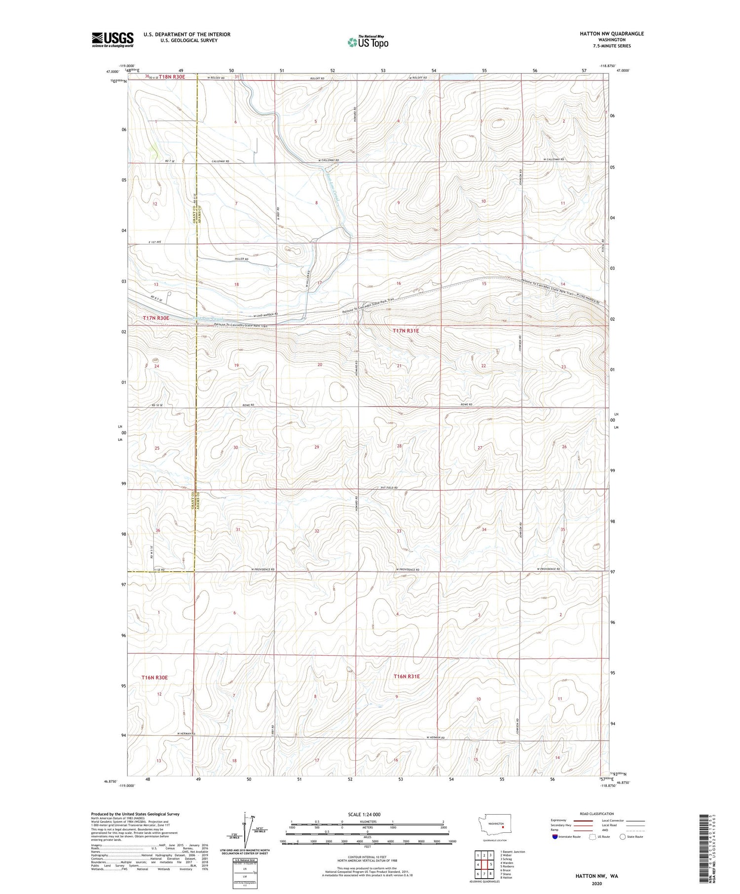 Hatton NW Washington US Topo Map Image