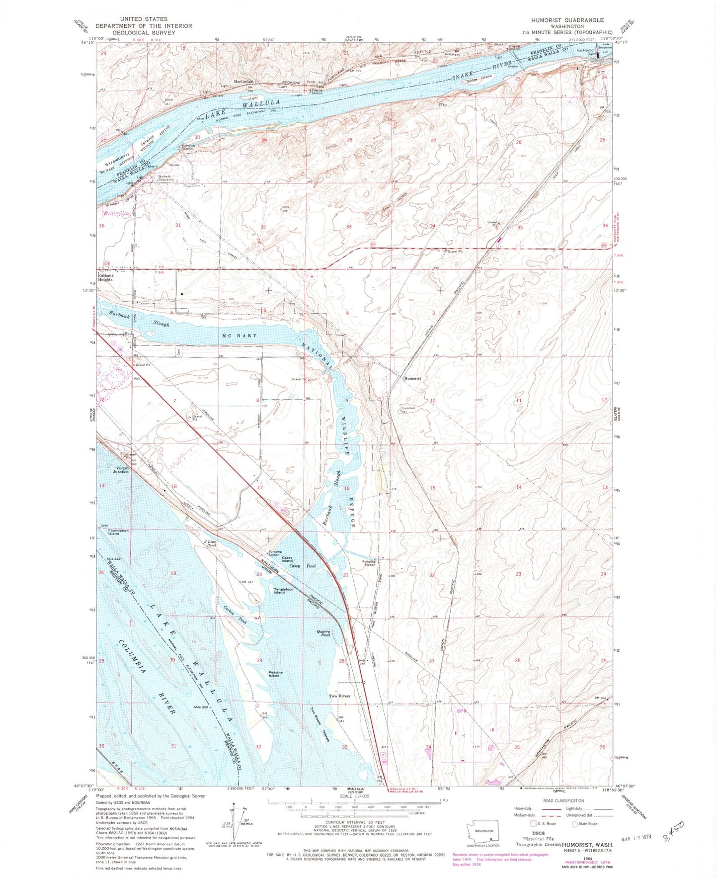 Classic USGS Humorist Washington 7.5'x7.5' Topo Map Image