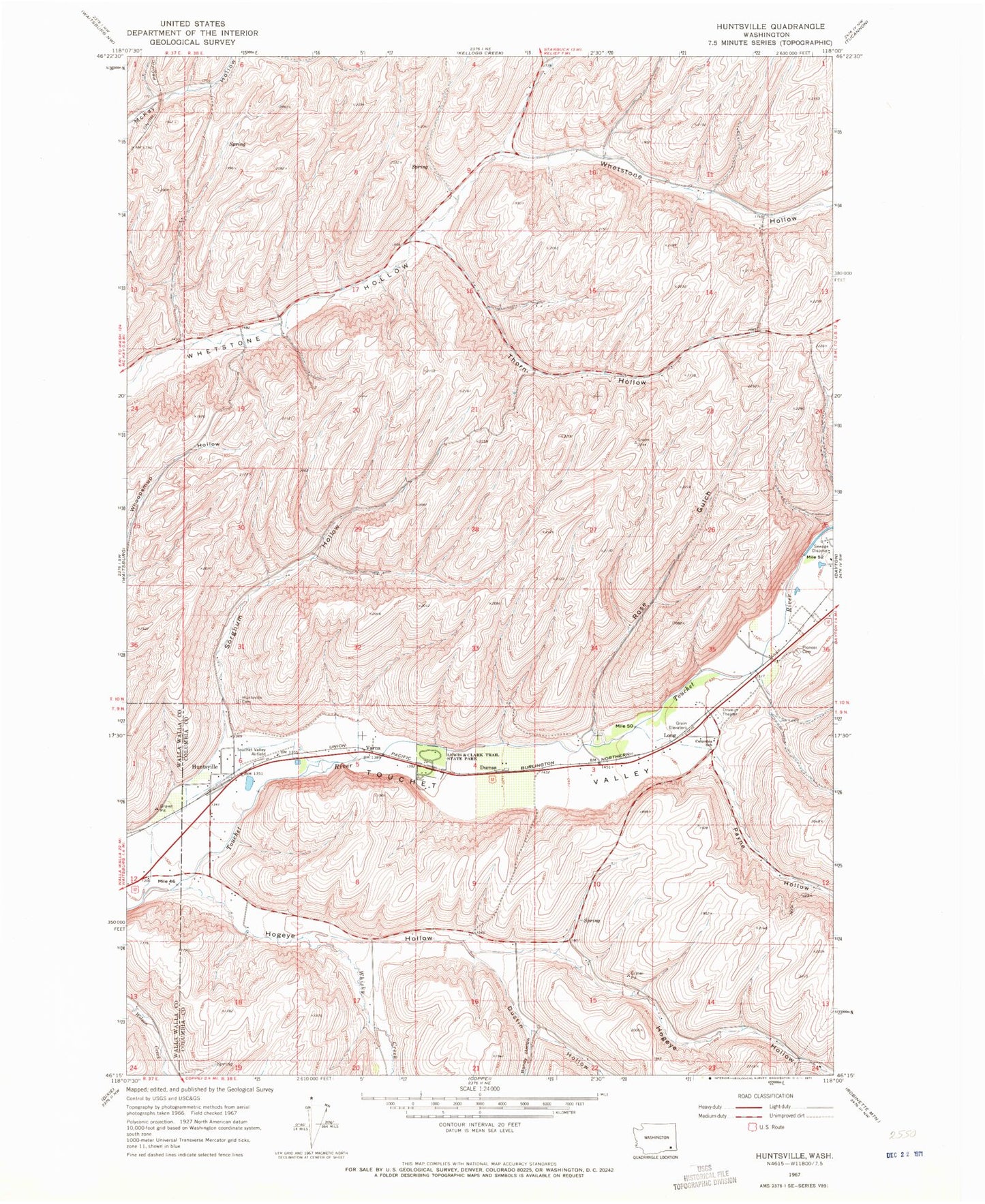 Classic USGS Huntsville Washington 7.5'x7.5' Topo Map Image