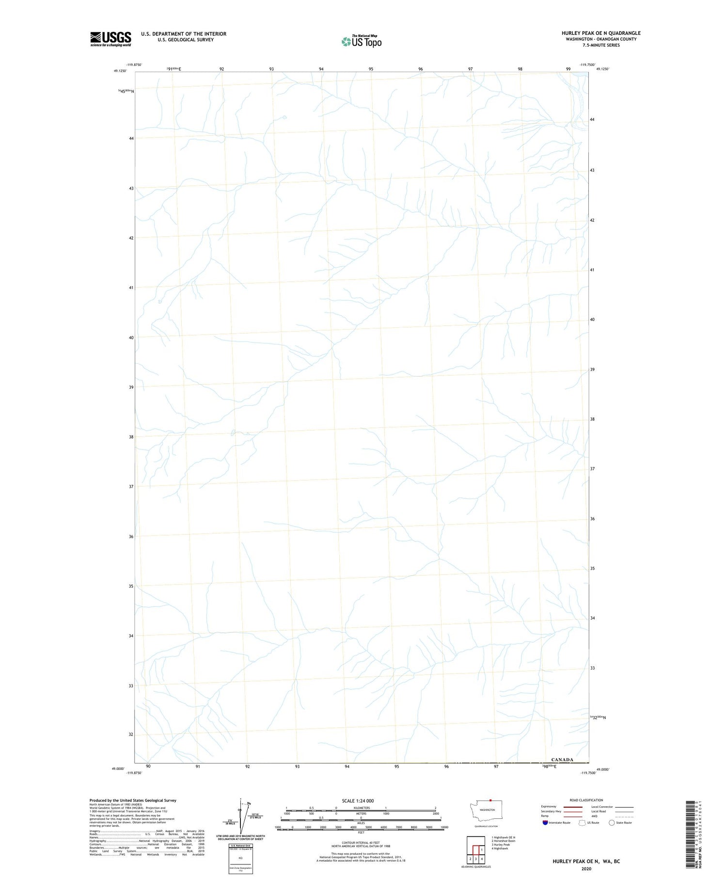 Hurley Peak OE N Washington US Topo Map Image