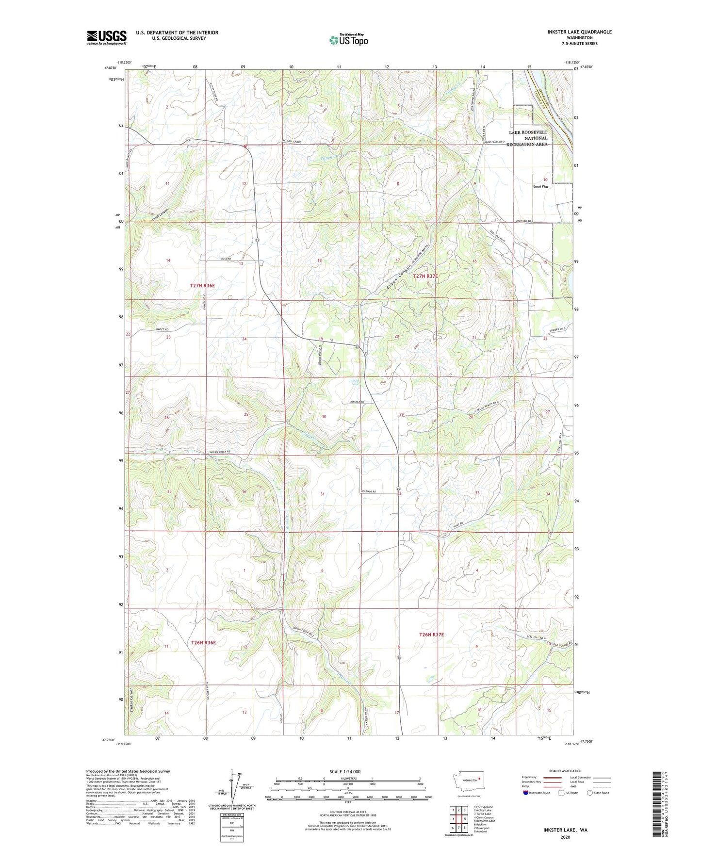 Inkster Lake Washington US Topo Map Image