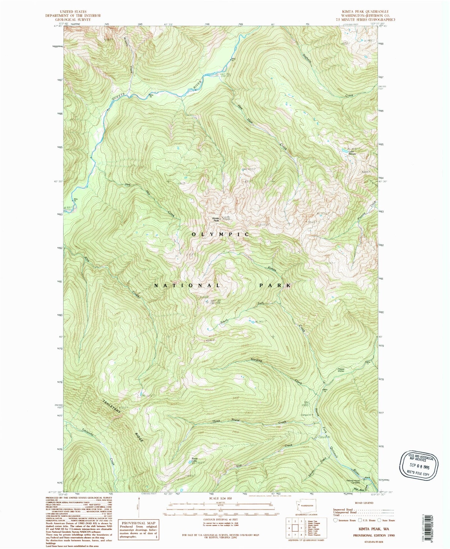 Classic USGS Kimta Peak Washington 7.5'x7.5' Topo Map Image