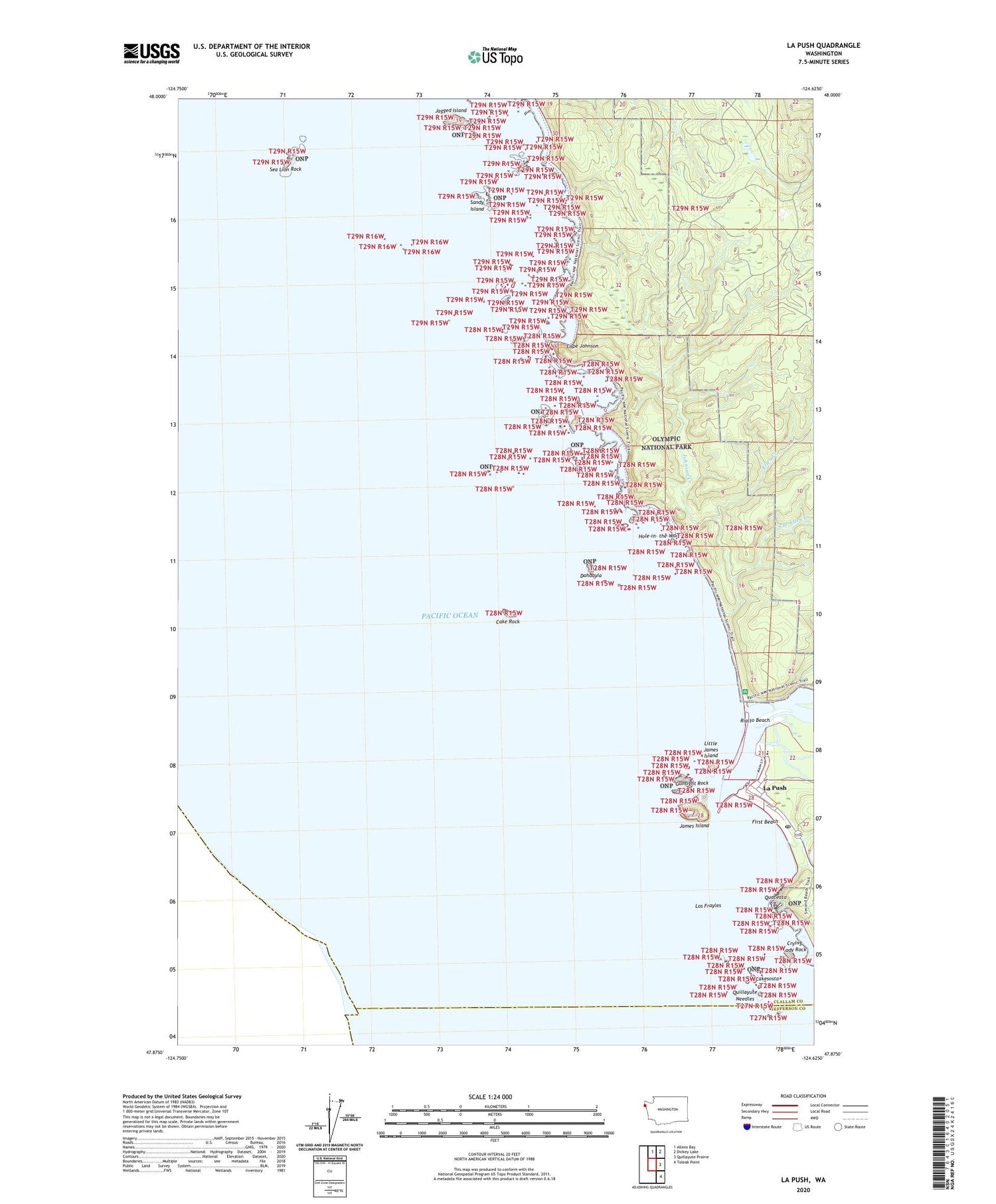 La Push Washington US Topo Map Image