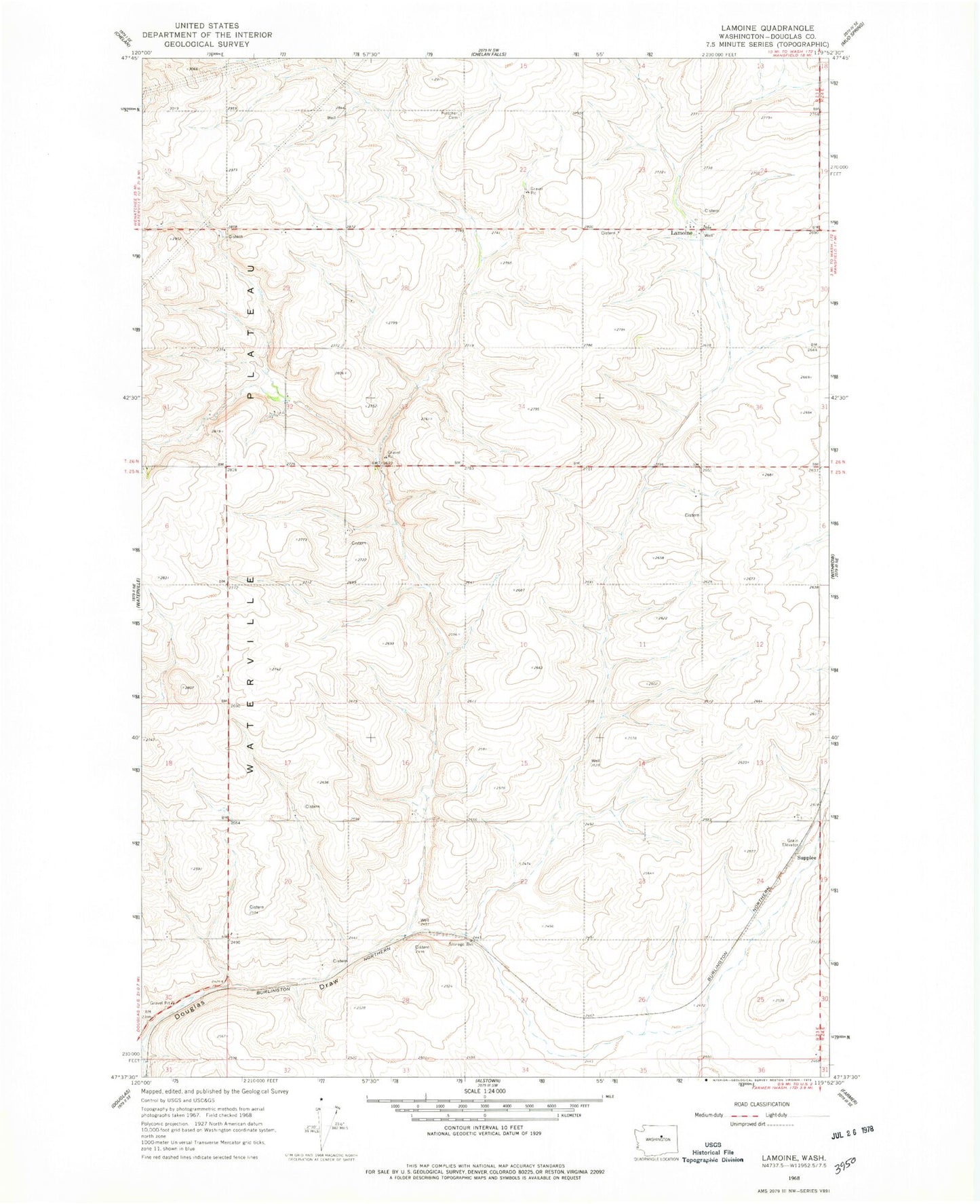 Classic USGS Lamoine Washington 7.5'x7.5' Topo Map Image
