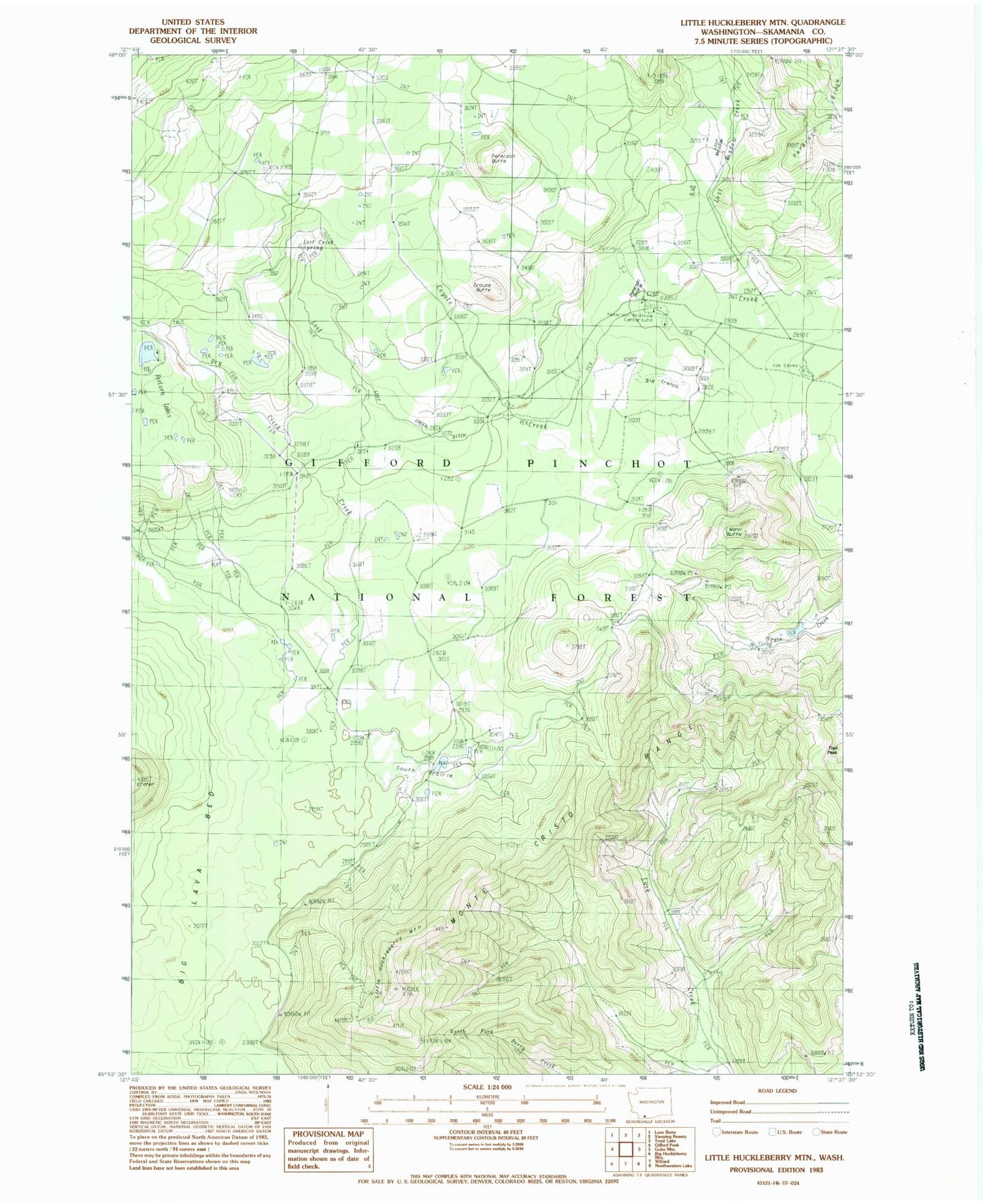 Classic USGS Little Huckleberry Mountain Washington 7.5'x7.5' Topo Map Image