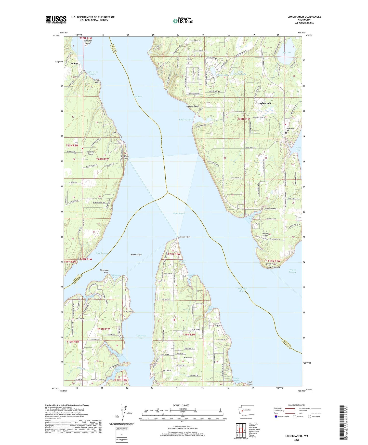 Longbranch Washington US Topo Map Image