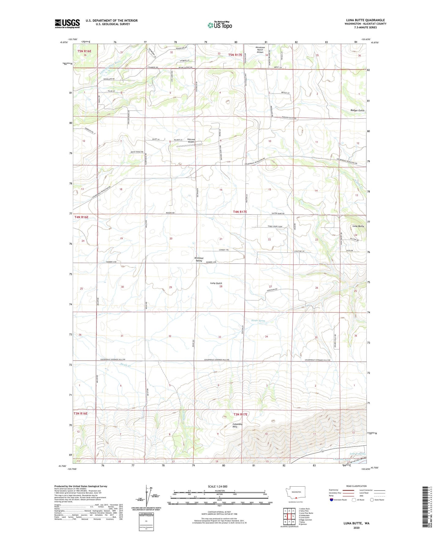 Luna Butte Washington US Topo Map Image