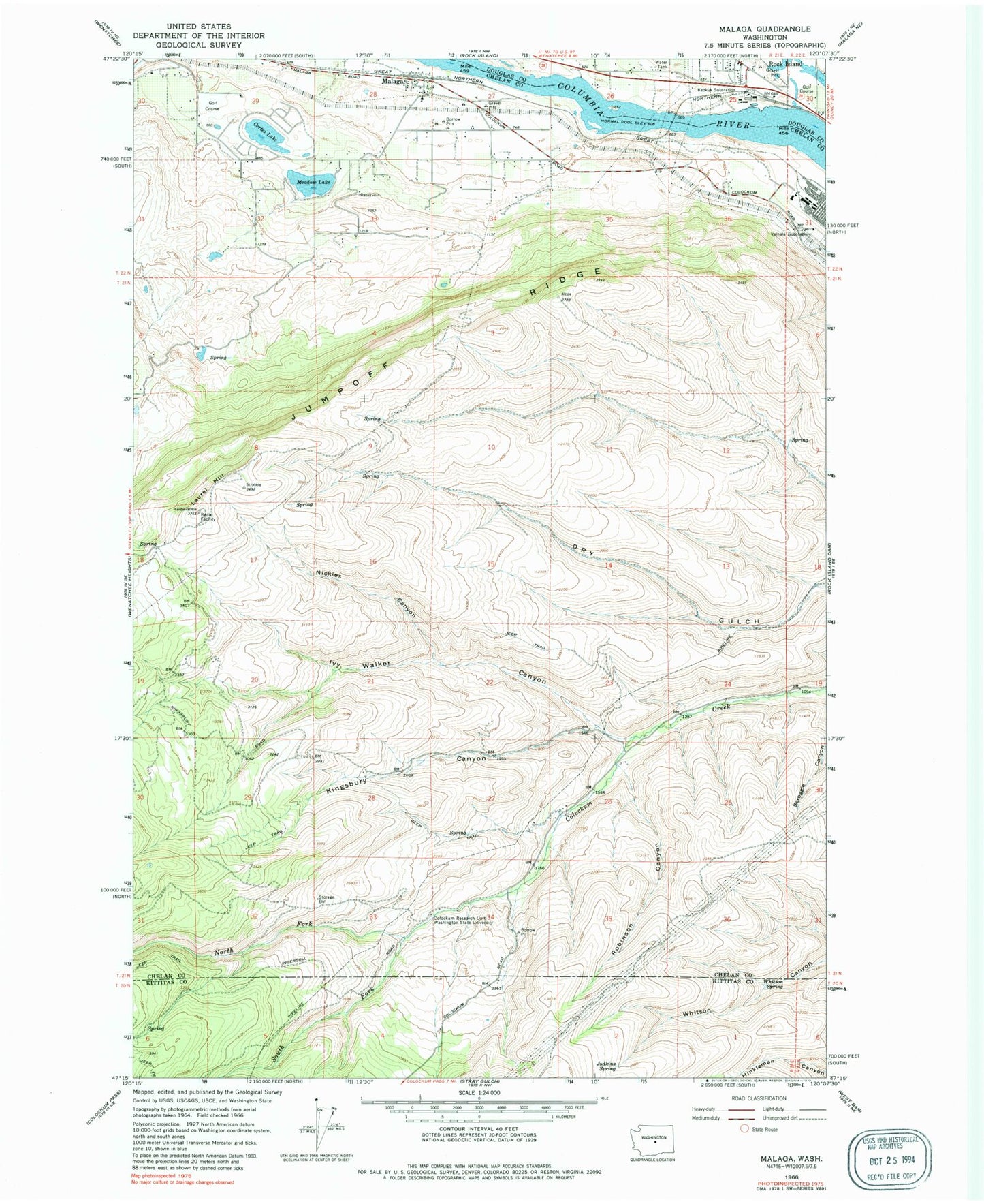 Classic USGS Malaga Washington 7.5'x7.5' Topo Map Image
