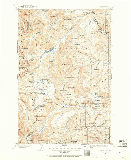 Historic 1902 Mount Aix Washington 30'x30' Topo Map Image