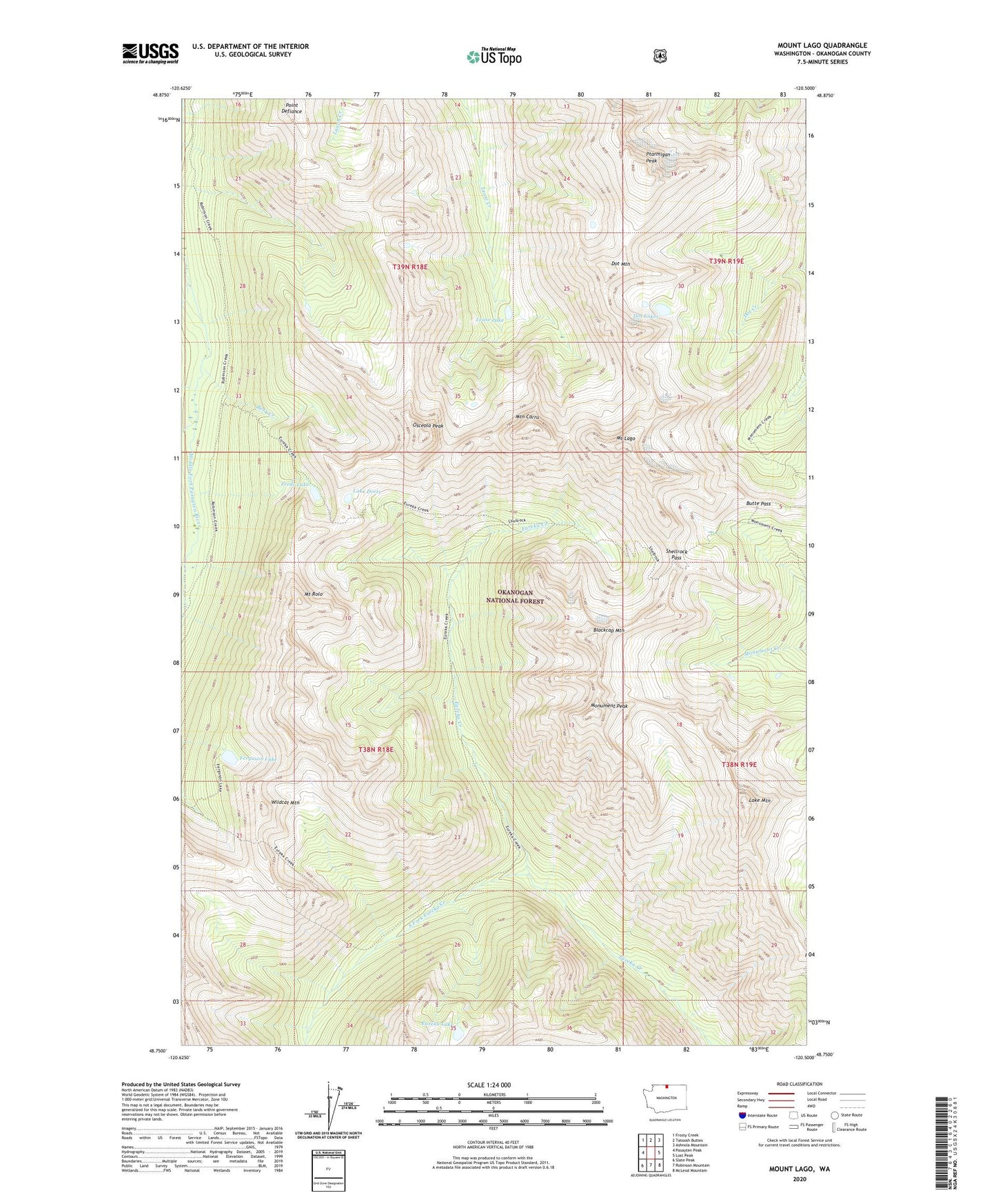 Mount Lago Washington US Topo Map Image