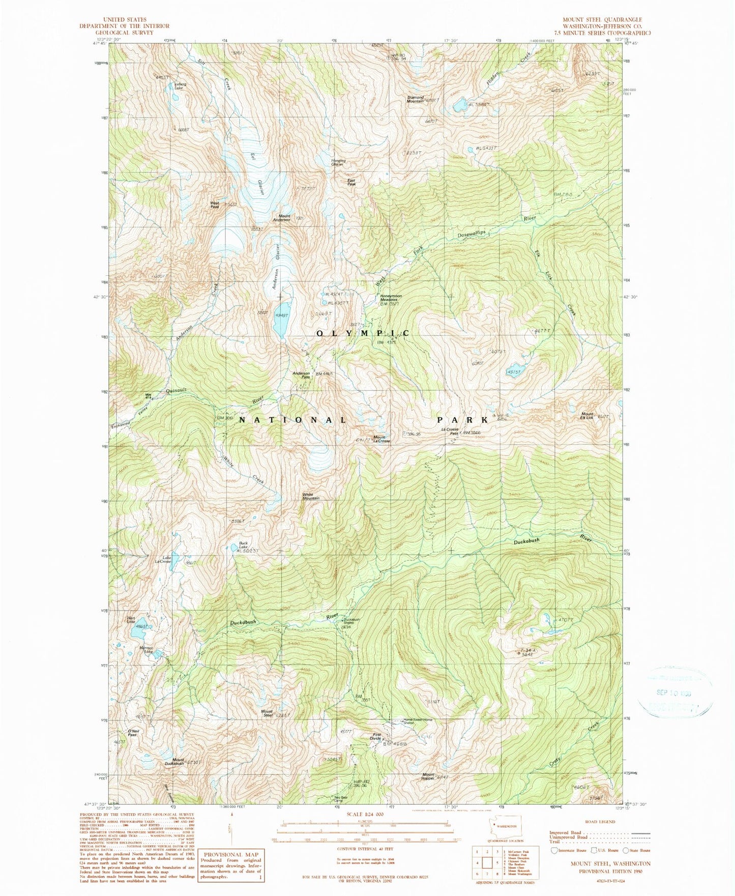 Classic USGS Mount Steel Washington 7.5'x7.5' Topo Map Image