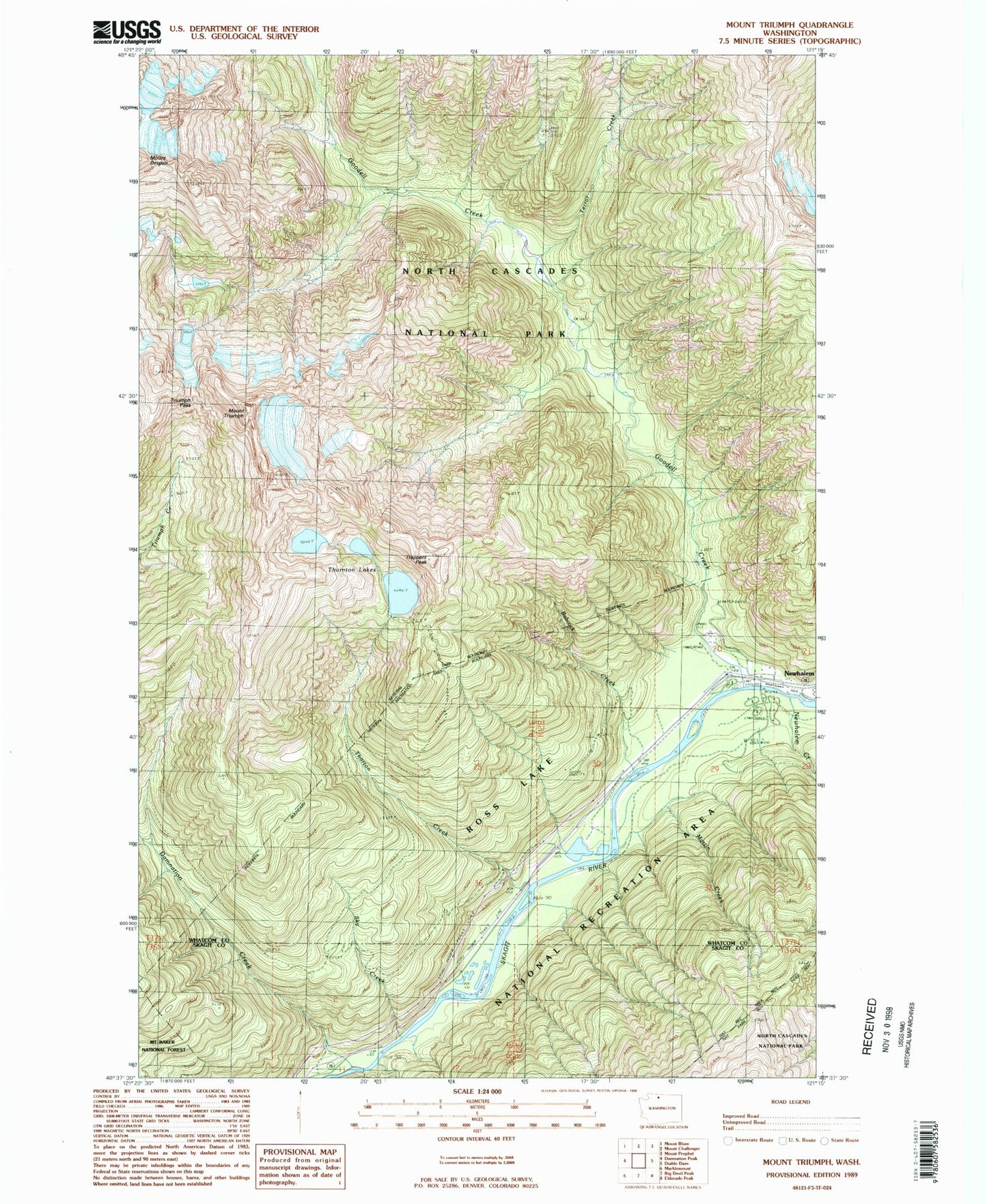 Classic USGS Mount Triumph Washington 7.5'x7.5' Topo Map Image