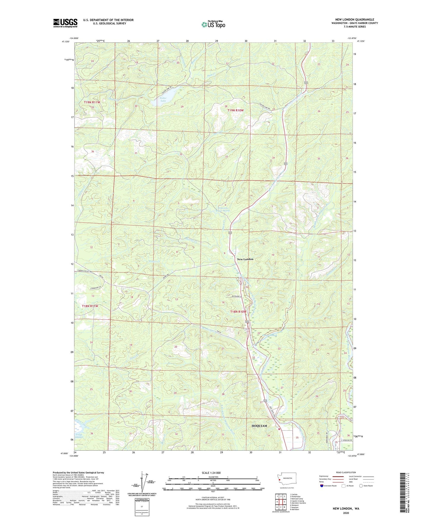 New London Washington US Topo Map Image